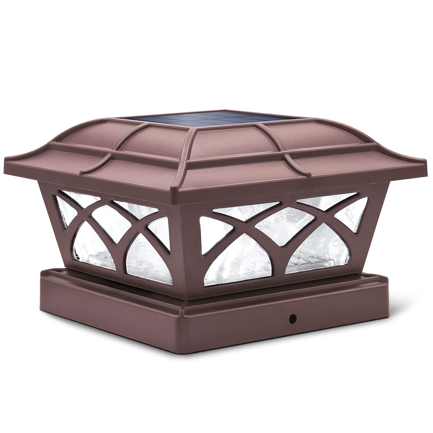 SIEDiNLAR Solar Post Cap Lights Outdoor - 8 LED Glass Fence Lights with Warm White & Cool White Modes for 4x4 5x5 6x6 Wood Posts - Waterproof Deck, Patio, Garden & Pathway Lighting (1 Pack) - Perfect for Backyard, Porch and Landscape Decoration