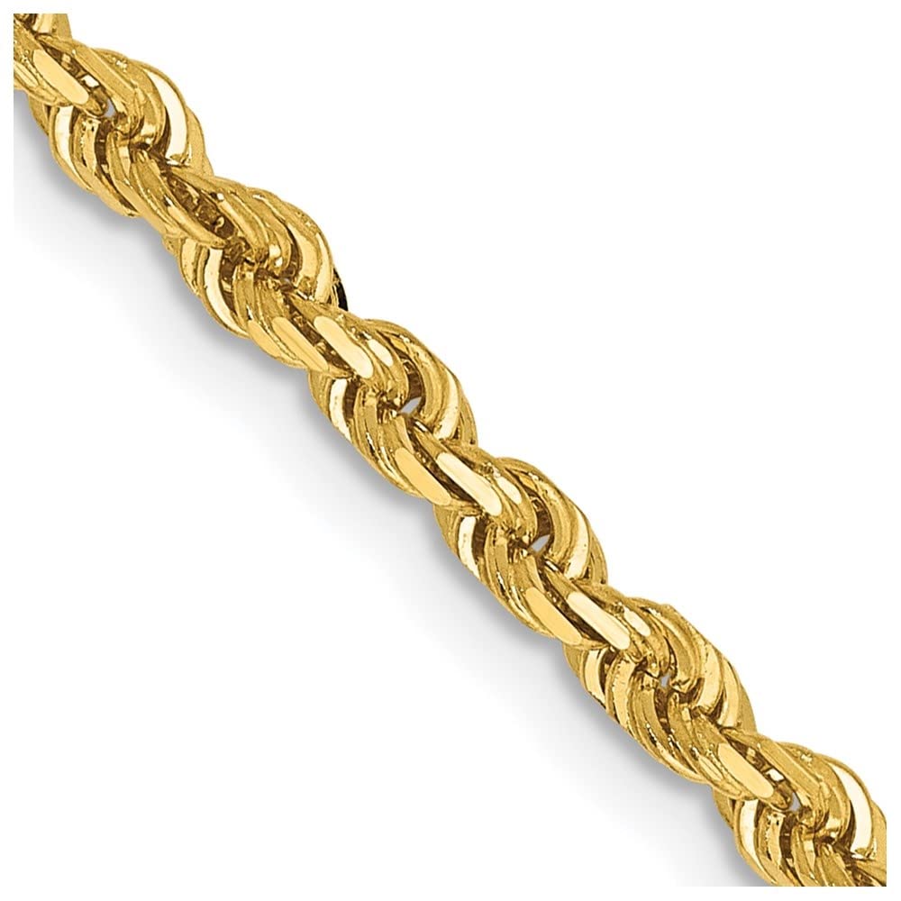14K Yellow Gold 3.0mm Quadruple Rope Chain Necklace for Men & Women - Durable & Stylish Jewelry for Everyday Wear, Gifts & Special Occasions