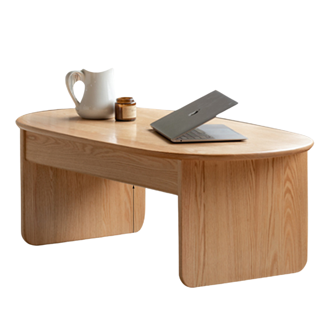 Solid Oak Wood Coffee Table with Storage - Rustic Living Room Furniture for Home Decor, Books, and Remote Control Organization