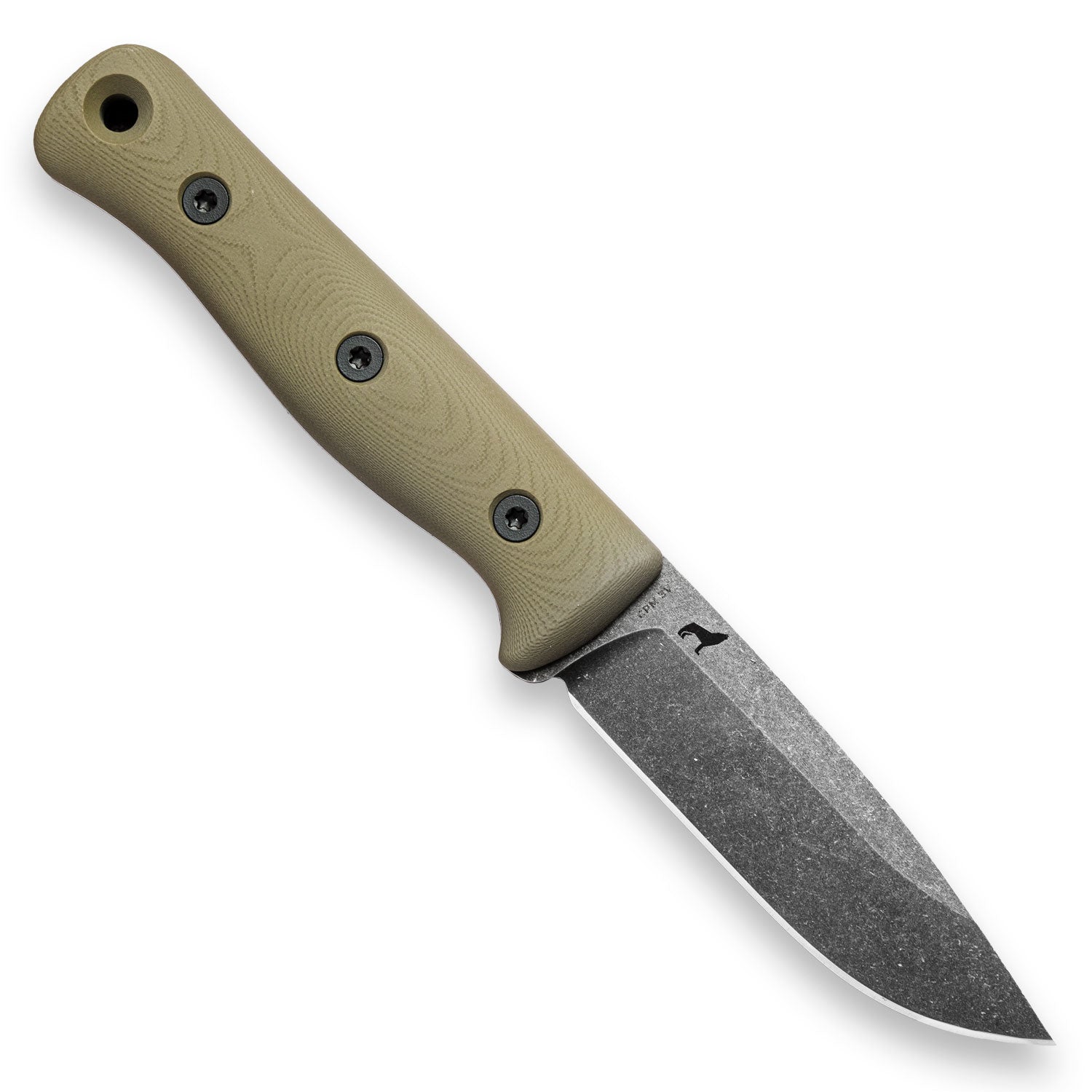 BLEM F4 Bushcraft Survival Knife - CPM 3V Steel with Acid Stonewash Finish & OD Green G10 Handle - Perfect for Outdoor Camping, Hunting, and Wilderness Survival