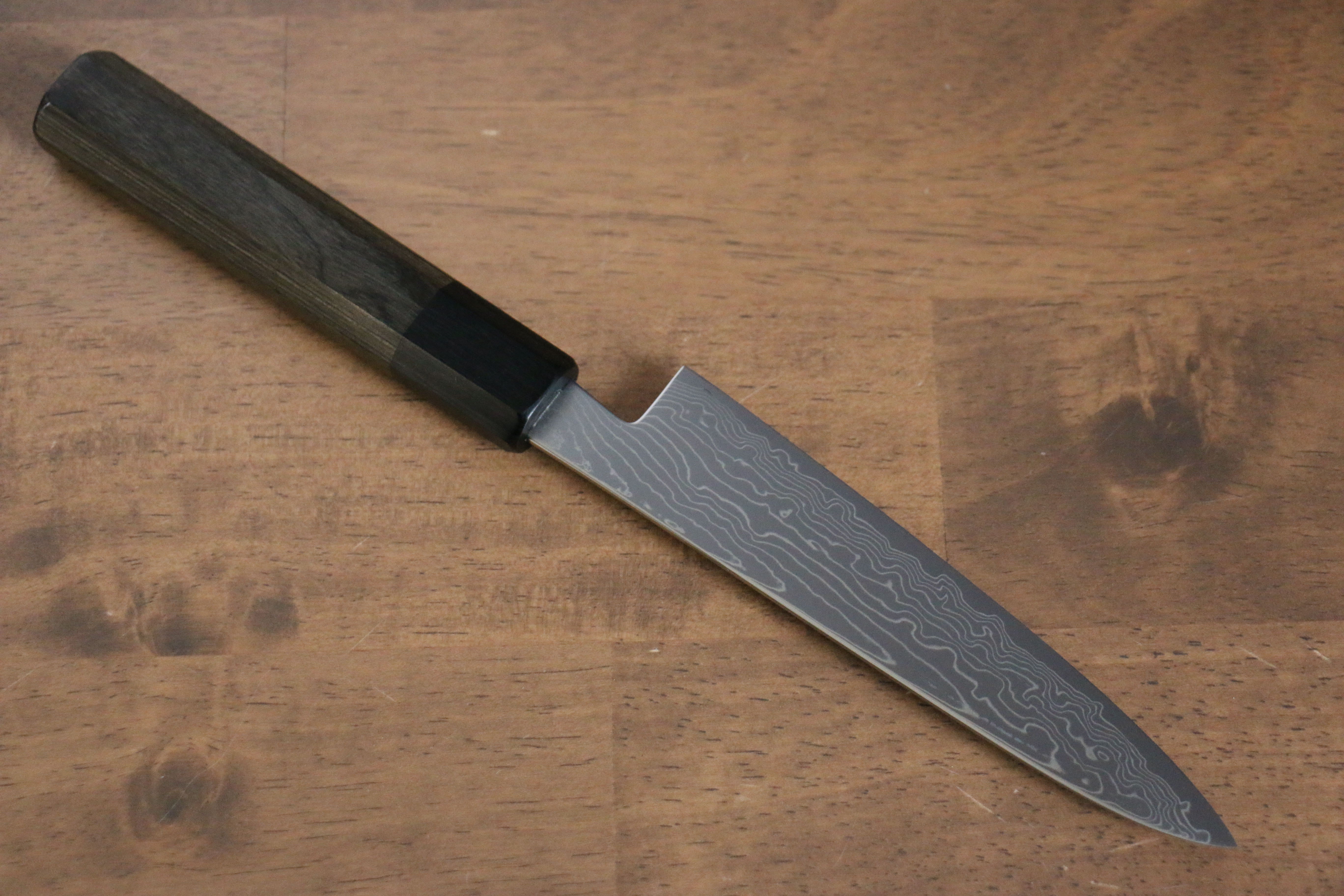 Premium Kajin Cobalt Special Steel Damascus Petty Knife 135mm - Gray Pakka Wood Handle - Japanese Kitchen Utility Knife for Slicing, Peeling & Precision Cutting - Perfect for Chefs & Home Cooking