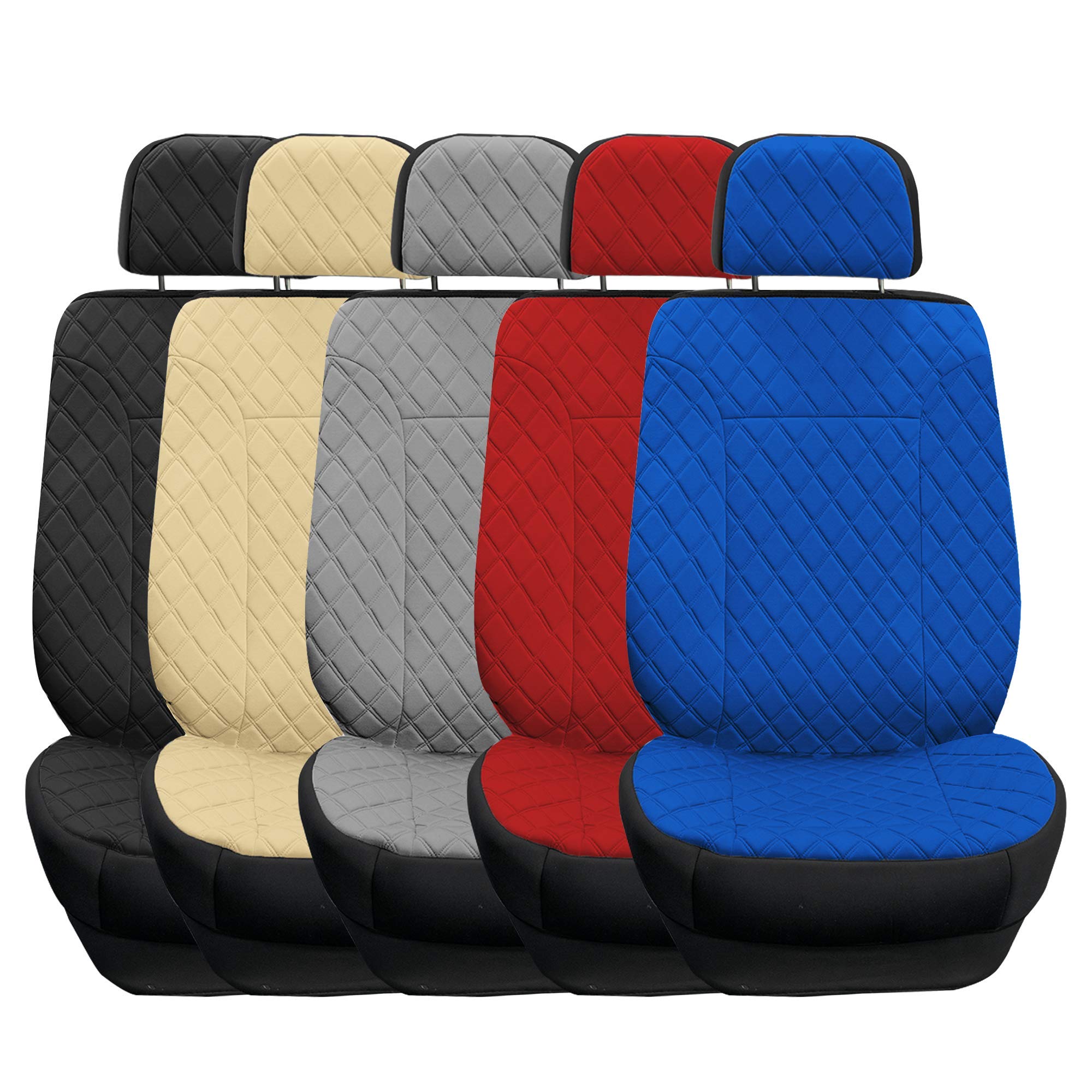 Premium FH Group Car Seat Covers - Diamond Stitch Neosupreme Front Seat Cover Set (Gray) | Universal Fit for Cars, Trucks & SUVs | Waterproof & Non-Slip Protection | Perfect for Daily Commute, Road Trips & Family Travel