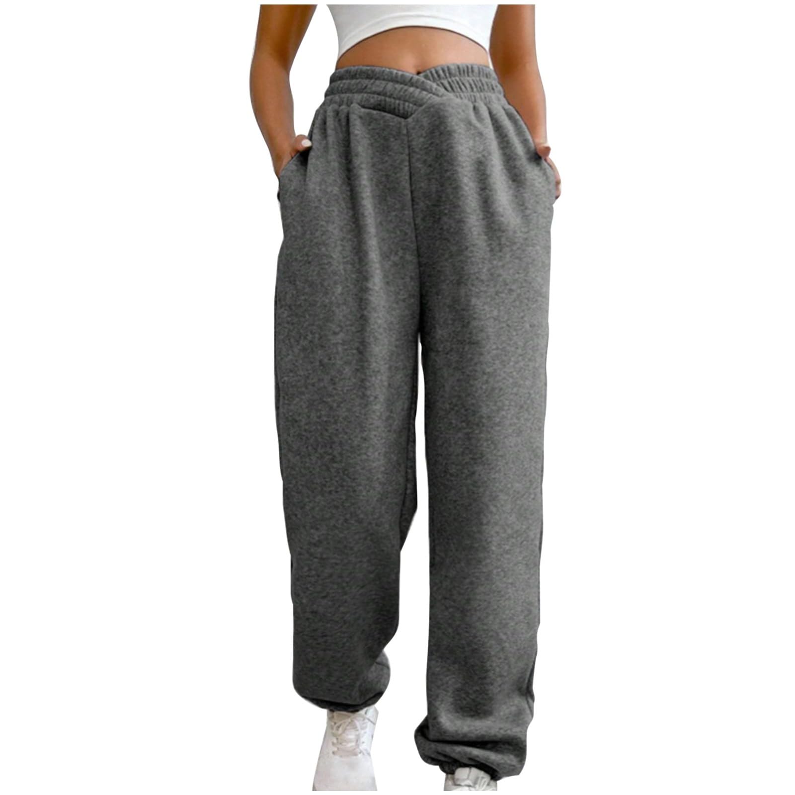 Women's High Waisted Crossover Sweatpants - Asymmetrical V-Waist Lounge Pants with Pockets | Comfortable Joggers for Running, Yoga & Casual Wear