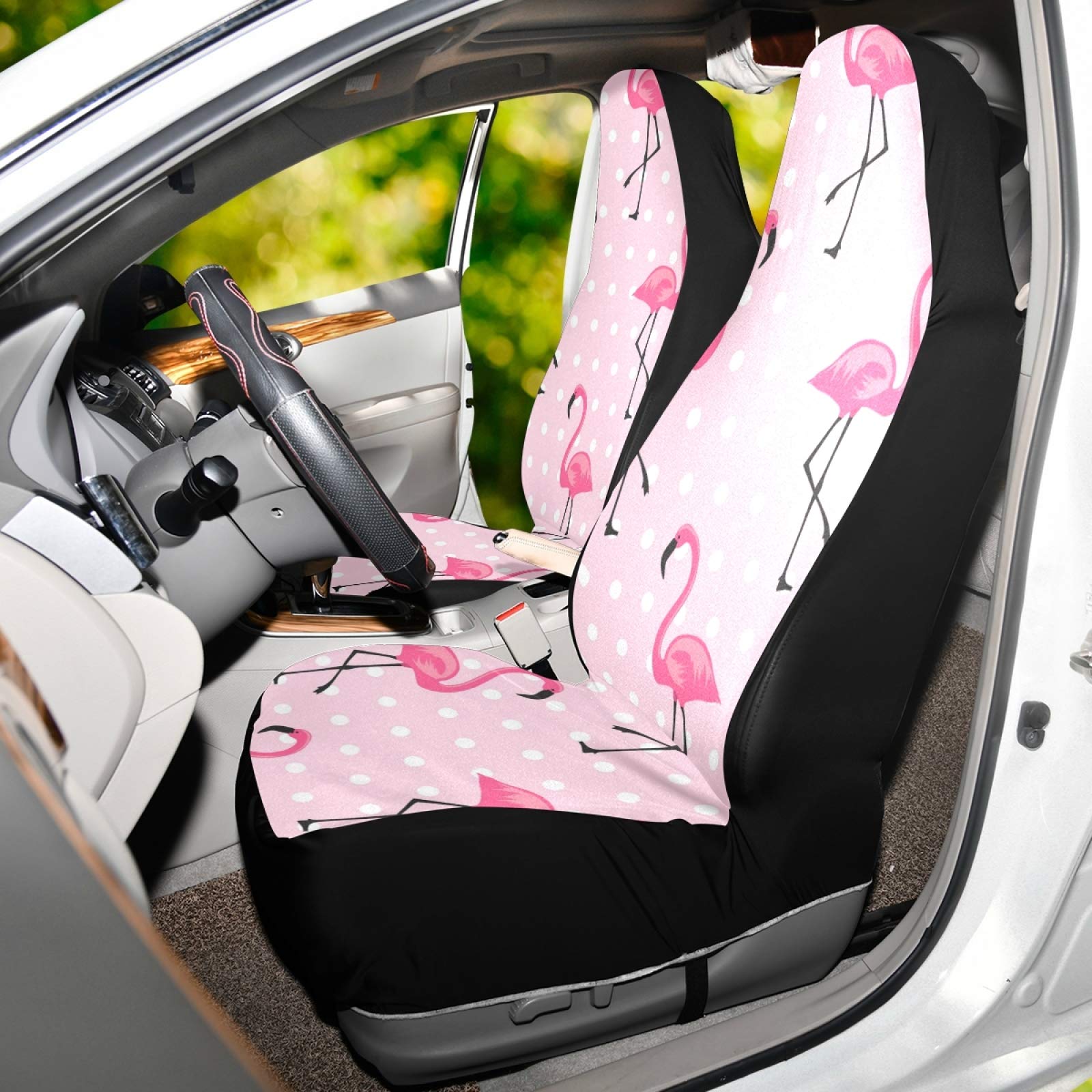 Pink Flamingo Car Seat Covers - Universal Non-Slip Auto Seat Protector, Breathable & Stain Resistant Vehicle Seat Cover for Cars, Vans, SUVs - Perfect for Road Trips, Daily Commutes & Pet-Friendly Rides