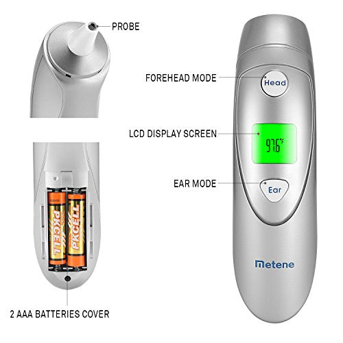 Metene Infrared Digital Thermometer for Adults - Fast & Accurate Forehead Temperature Reading - Perfect for Home, Office, and Travel Use