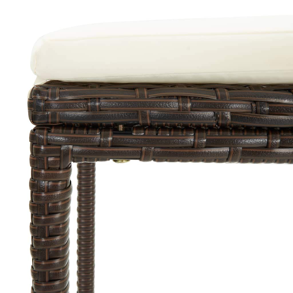 SKM 3-Piece Brown Poly Rattan Bar Stools with Cushions - Comfortable Counter Height Stools for Kitchen Island, Breakfast Nook & Outdoor Patio