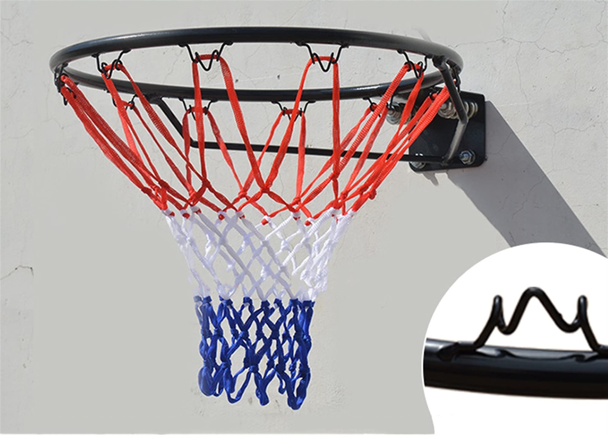 Wall-Mounted Basketball Hoop - 18in Steel Backboard for Kids & Adults - Outdoor Basketball Rim with Adjustable Height - Perfect for Driveway, Backyard & Gym Training (Black)