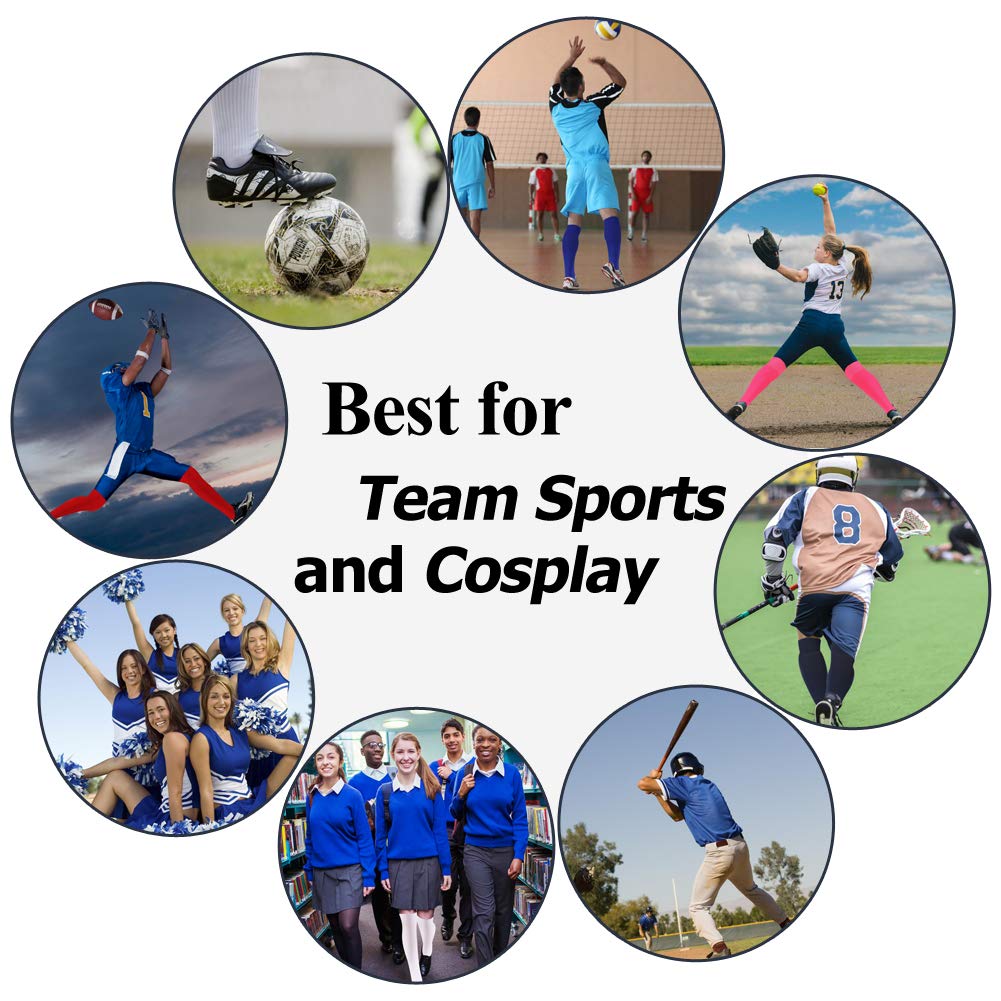 FOOTPLUS Unisex Baseball Softball Socks - Over Knee High Sports Socks for Rugby, Soccer & Homecoming - Breathable Athletic Socks for Men & Women - Perfect for Games, Practice & School Events