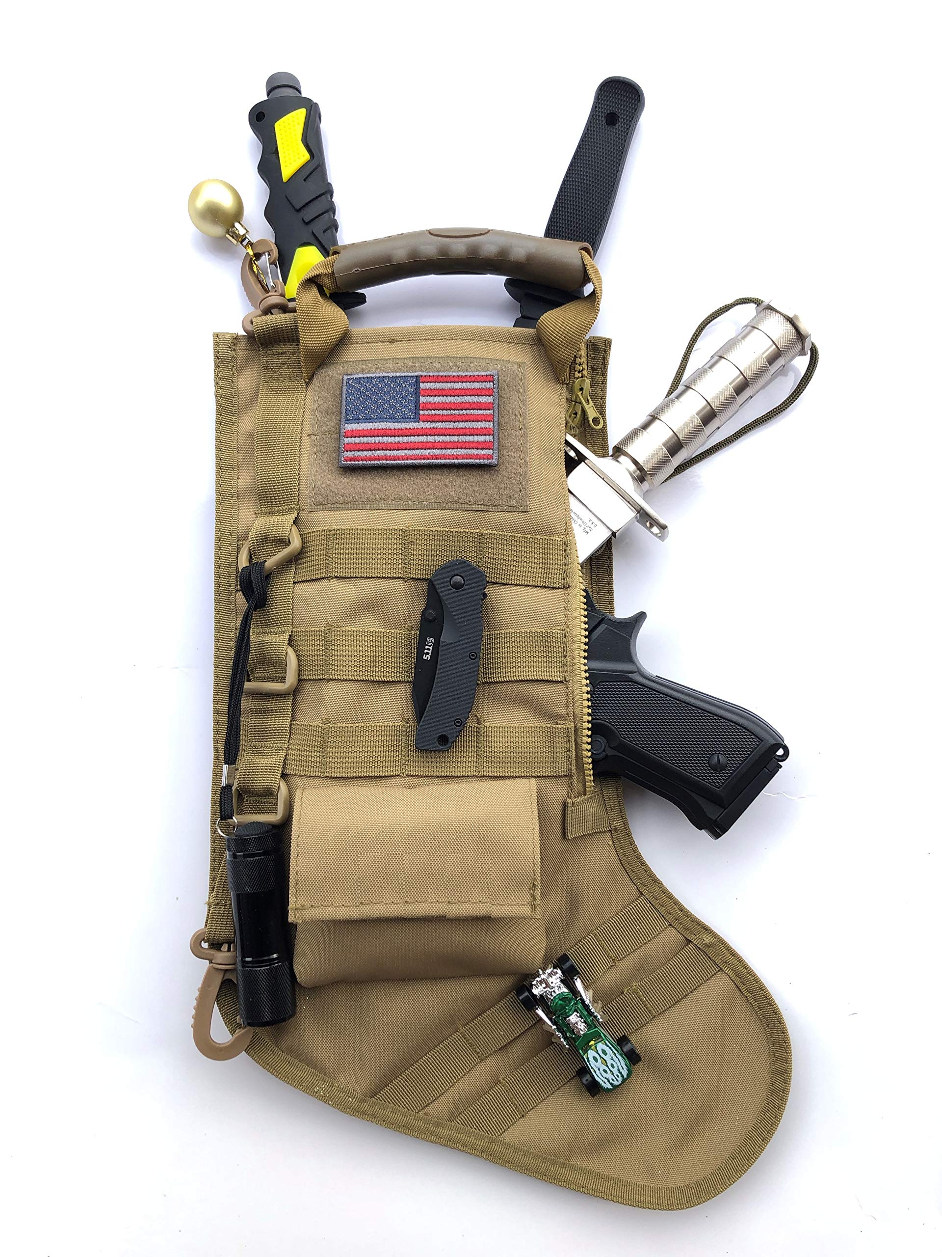 Tactical Christmas Stocking with MOLLE Gear - Durable Military-Style Holiday Decor for Outdoor Enthusiasts & Camping