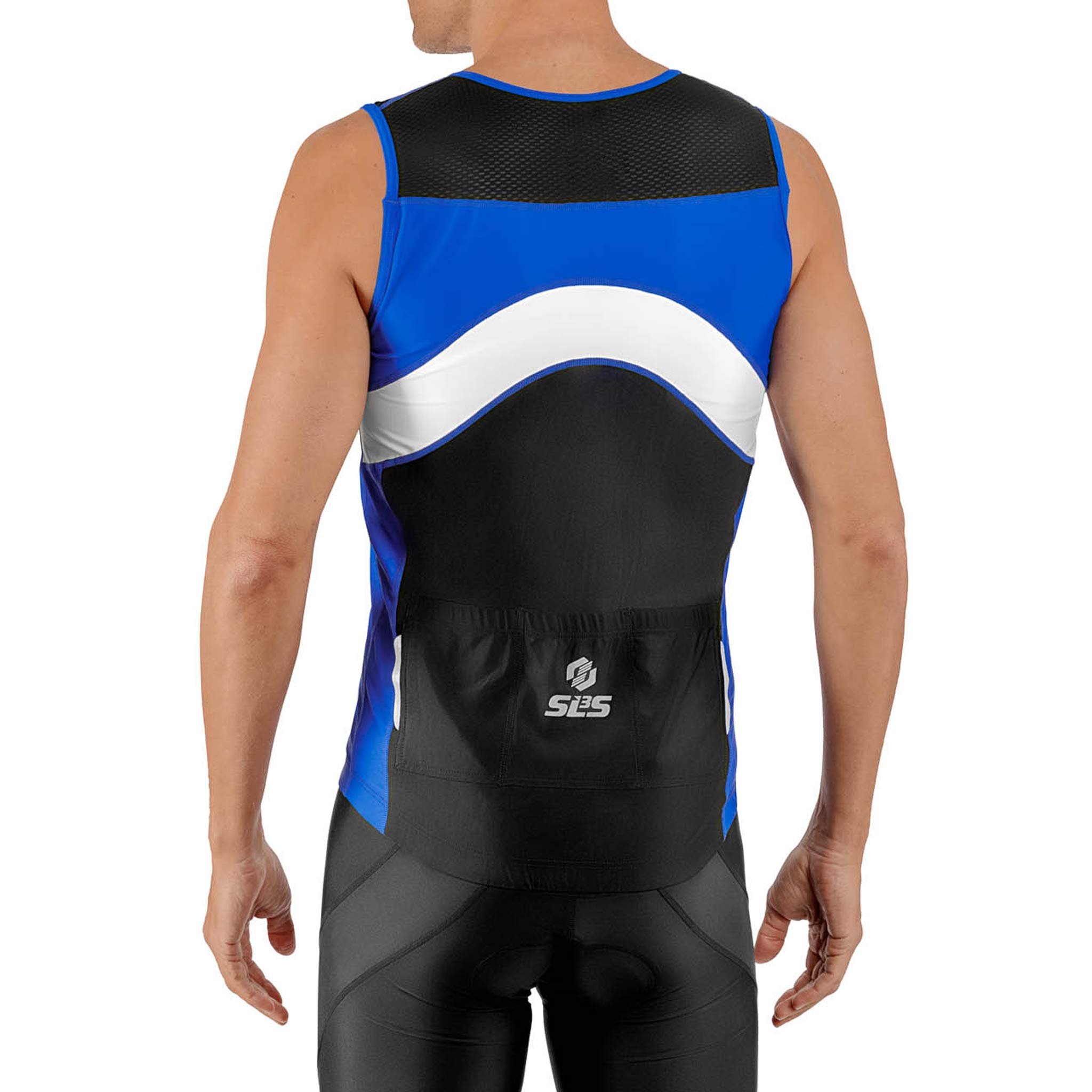 Men's Triathlon Sleeveless Top - PRO Premium FX Material Tri Shirt with 3 Pockets - Lightweight Quick-Dry Athletic Shirt for Cycling, Running & Swim Training