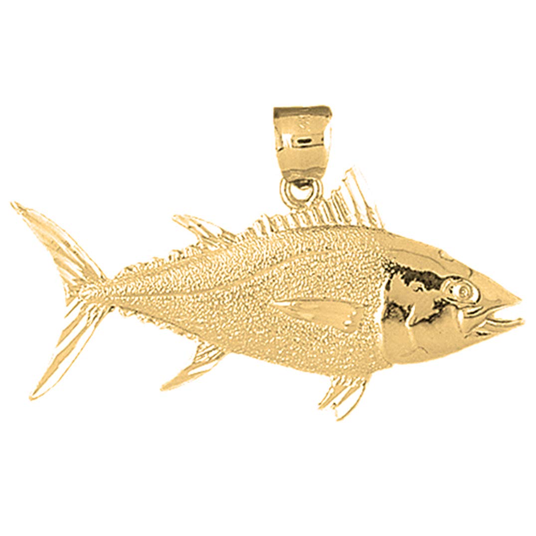14K Yellow Gold Tuna Pendant Necklace - 30mm Elegant Jewelry for Women, Perfect Gift for Birthday, Anniversary & Special Occasions
