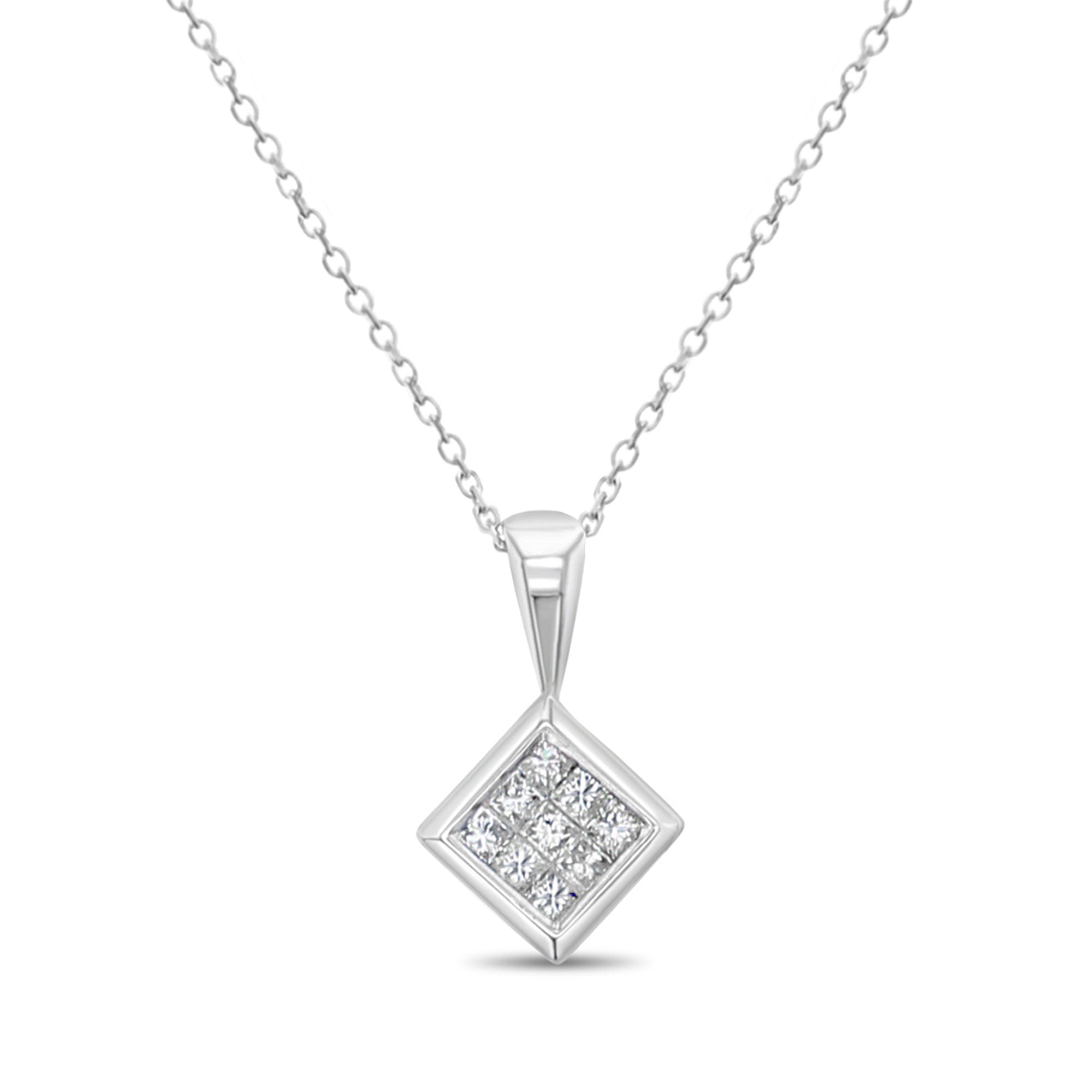 0.50 Carat Princess Cut Diamond Pendant Necklace in 14K White Gold - Elegant Gift for Women, Anniversary & Special Occasions