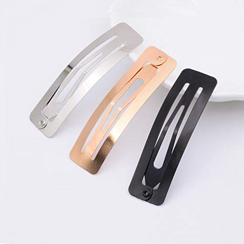 30Pcs No Slip Metal Snap Hair Clips for Women & Girls - Silver, Black, Rose Gold Hair Barrettes (60mm) | Secure Hair Grip for Thin, Thick & Curly Hair | Perfect for School, Work, Parties & Everyday Styling
