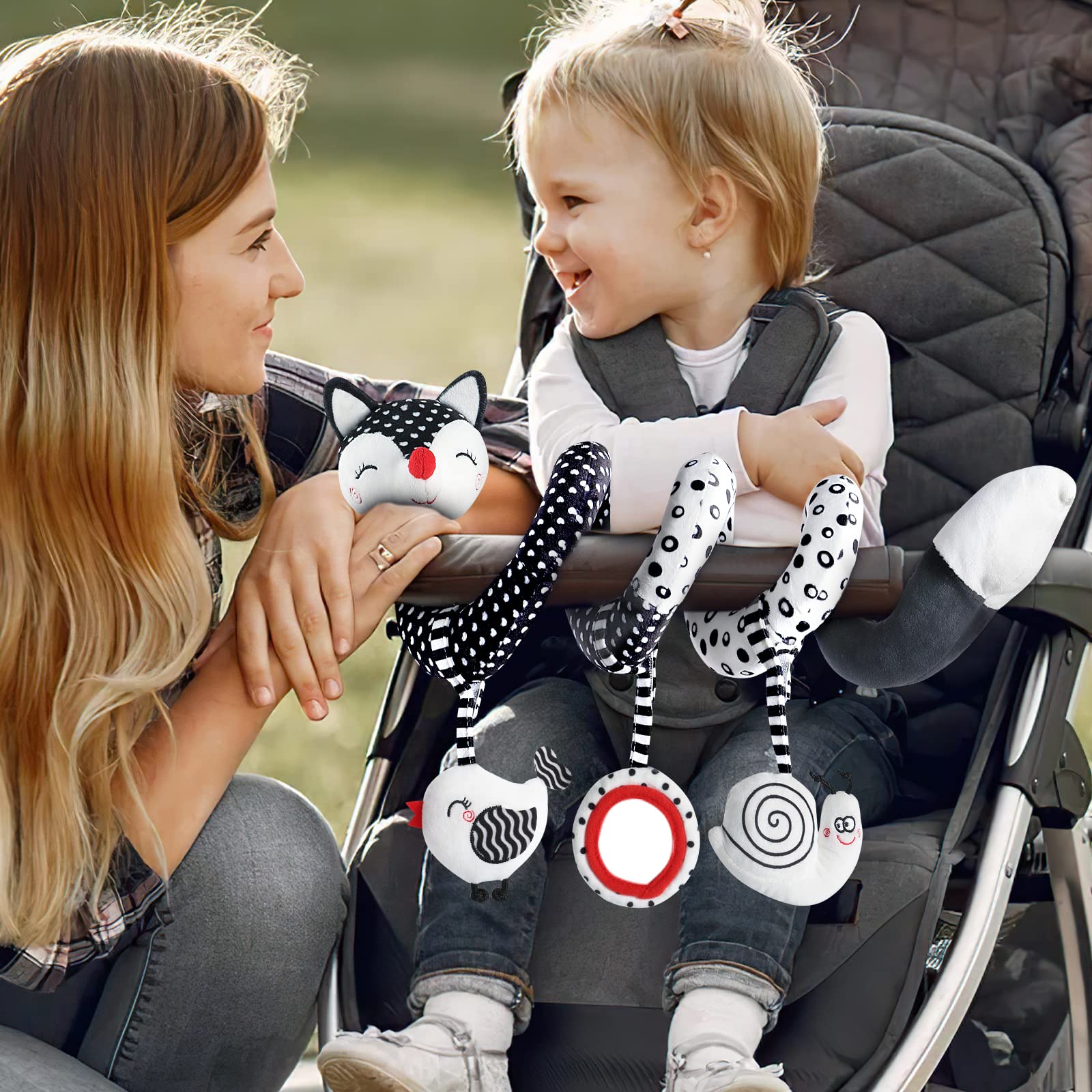 High Contrast Black and White Baby Toys for Newborns 0-12 Months - Car Seat & Stroller Sensory Toys for Infant Development - Perfect Crib Mobile Gift for Boys & Girls - Ideal for Visual Stimulation and Early Learning