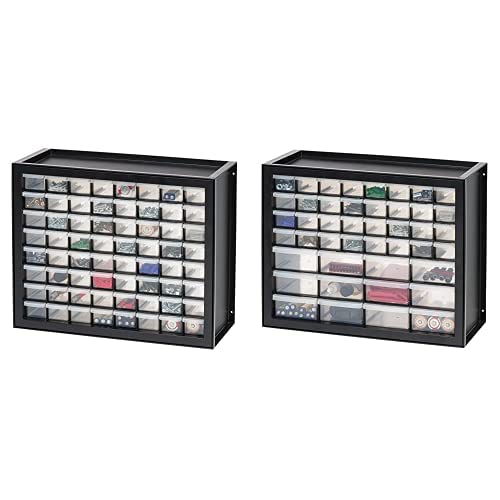 IRIS USA DPC-64 64-Drawer Parts & Hardware Storage Cabinet, Black - Organize Small Tools, Nails, Screws, Beads for Workshop, Garage & Craft Room