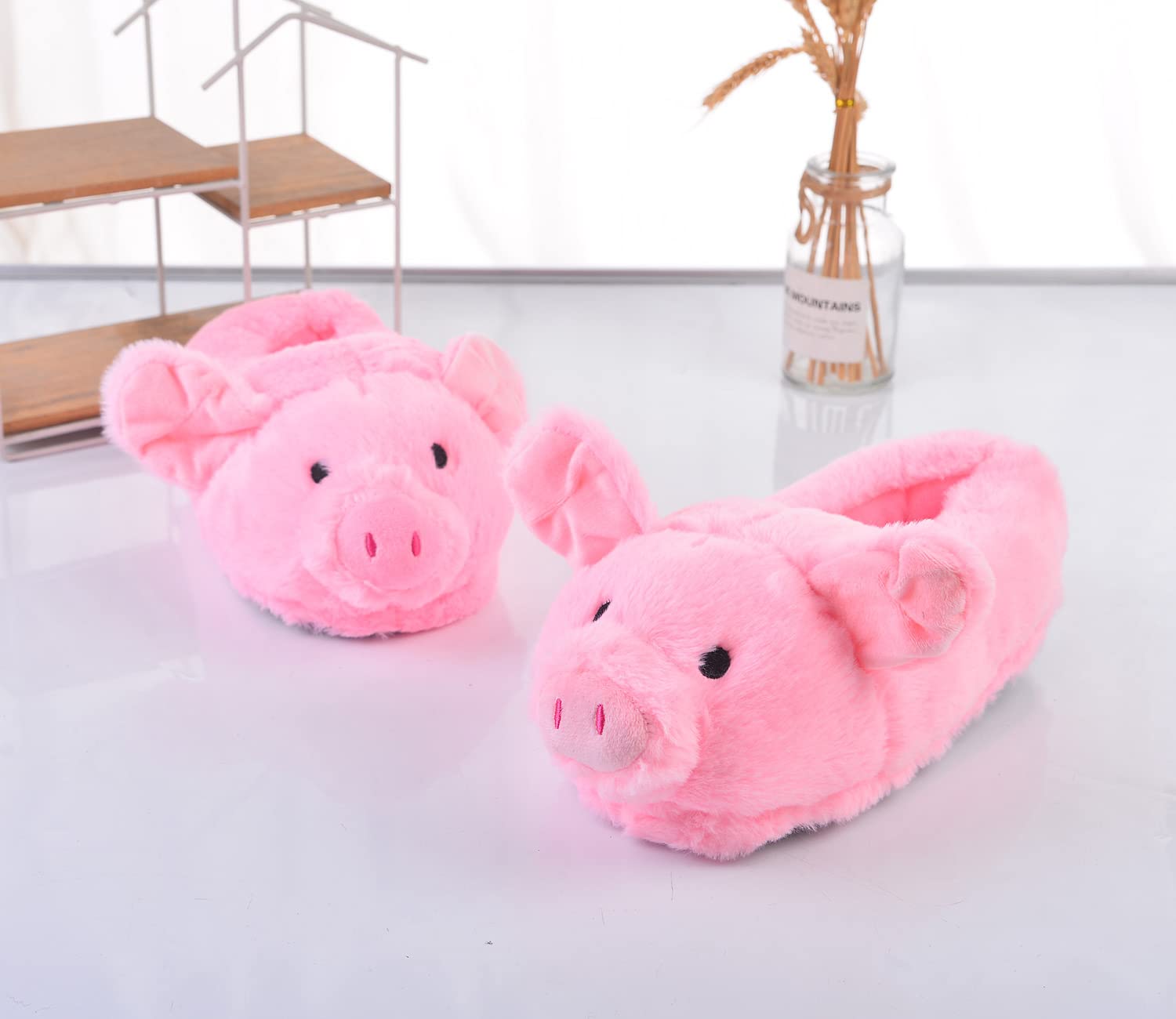 Women's Pink Pig Slippers - Soft Fluffy Furry House Shoes for Girls & Women | Cozy Indoor Slippers for Lounge, Home & Gift Giving