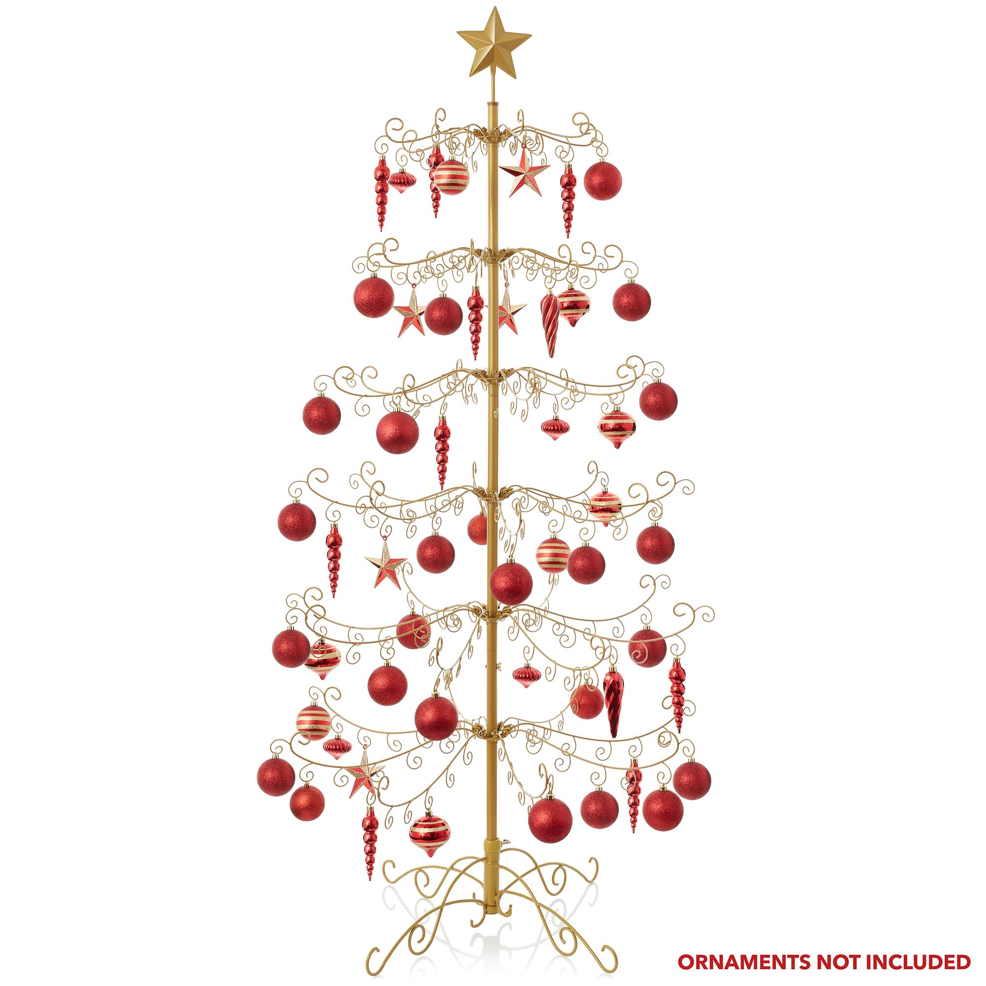 Casafield 6' Gold Wrought Iron Christmas Tree Ornament Display Stand - Holiday Decor Organizer for Home, Party & Gift Showcase