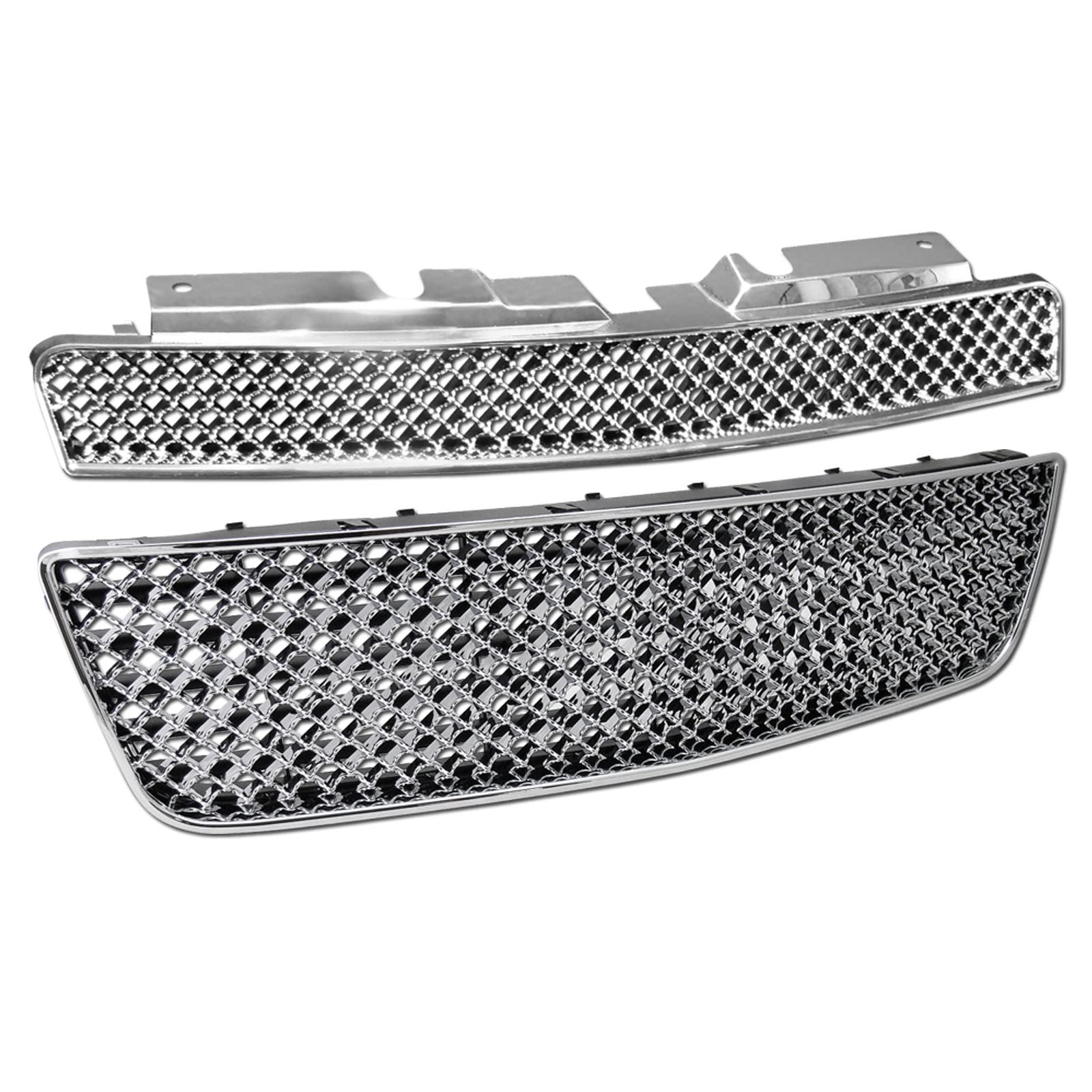 Chrome Mesh Front Upper Hood Grille & Lower Bumper Grille Guard ABS for 06-13 Chevy Impala / 14-16 Limited - Durable Car Exterior Upgrade for Enhanced Style & Protection