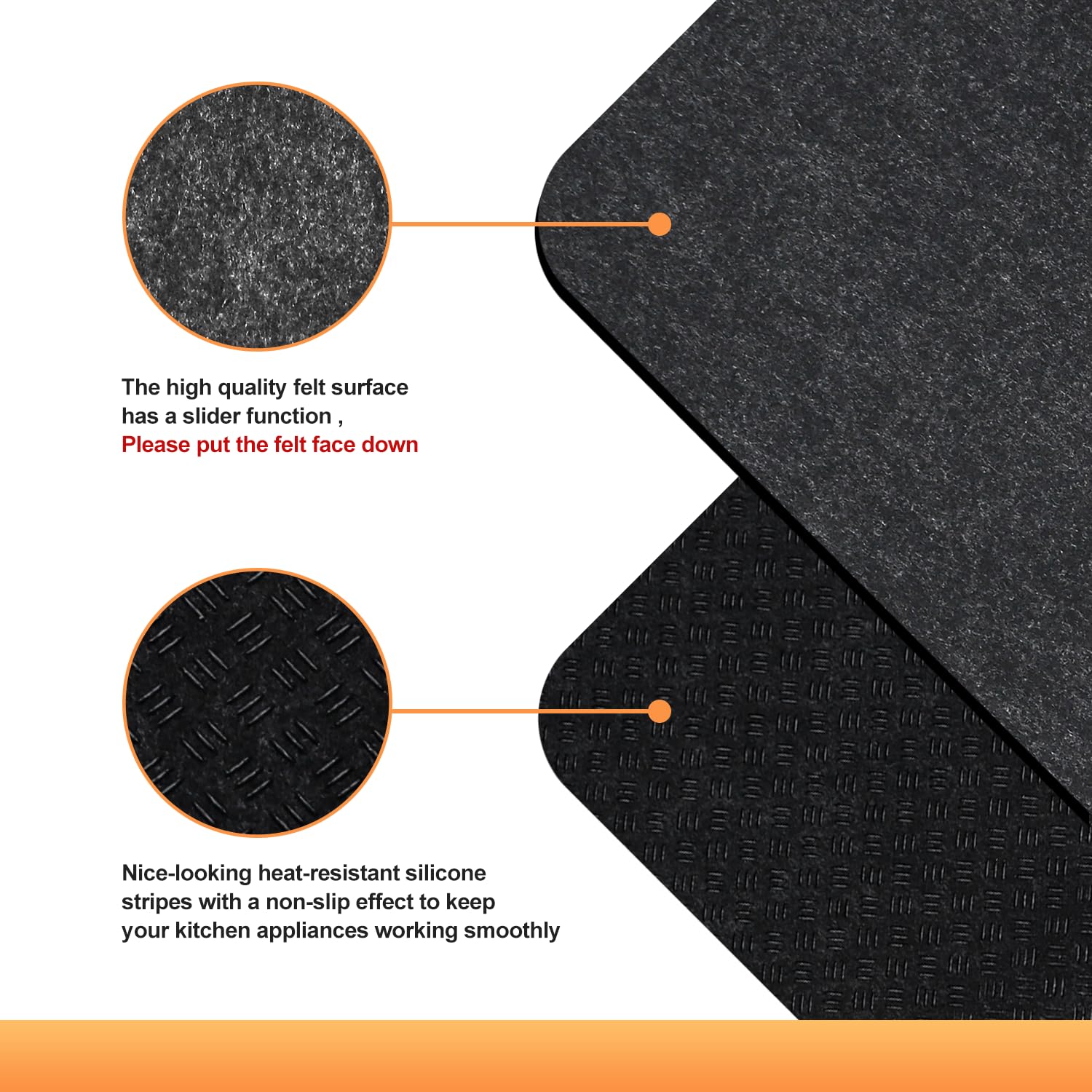 Heat Resistant Mat for Air Fryer - 2 Pack Non-Slip Silicone Countertop Protector Pads for Kitchen Appliances (Air Fryer, Blender, Coffee Maker, Toaster) - Perfect for Countertop Protection & Easy Cleaning