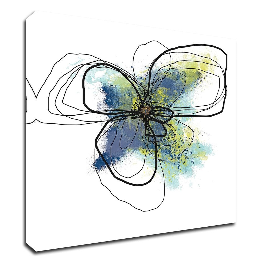 Azure Petals II by Jan Weiss - Premium Canvas Wall Art Print - Ready to Hang - Perfect for Living Room, Bedroom & Office Decor