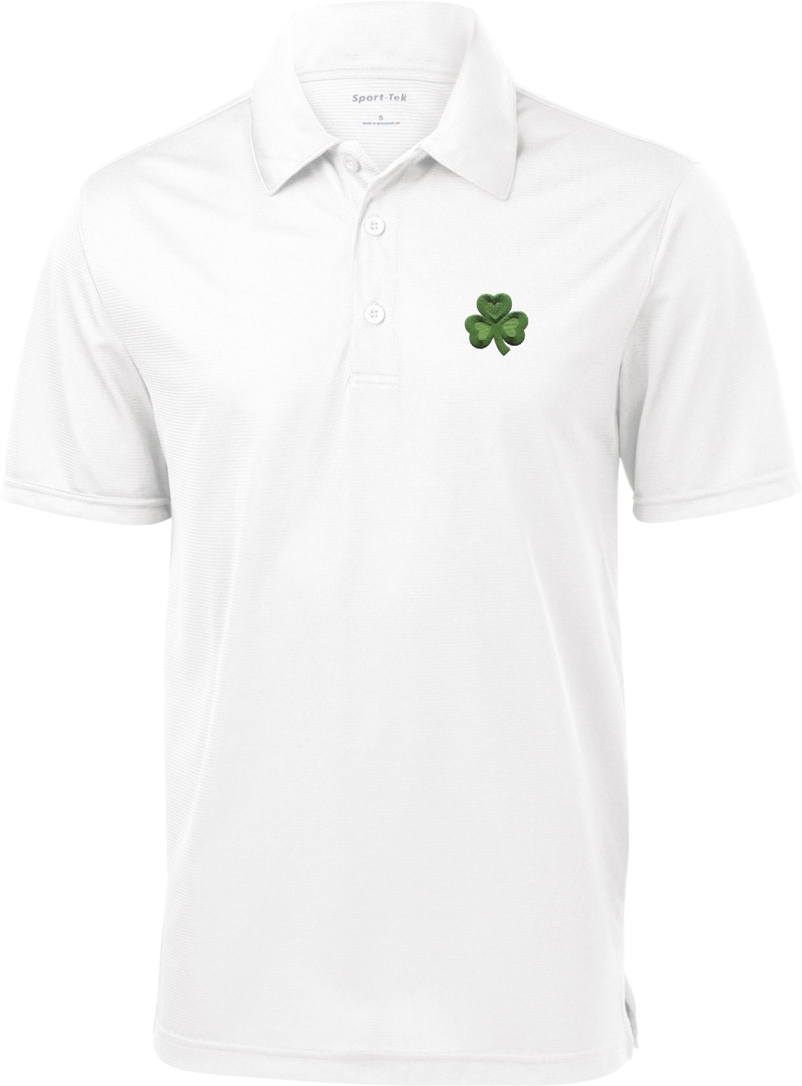 St. Patrick's Day Shamrock Patch Pocket Polo Shirt - Cool Textured Print for Men & Women - Perfect for Parties, Parades & Irish Celebrations