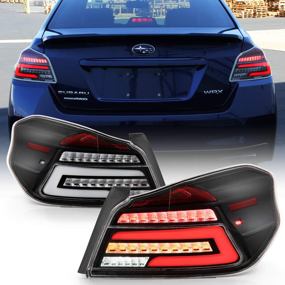 ACANII Black Housing Full LED Tail Lights for 2015-2019 Subaru WRX & WRX STI - Pair (Left+Right) | Enhanced Visibility & Stylish Upgrade for Night Driving & Car Customization