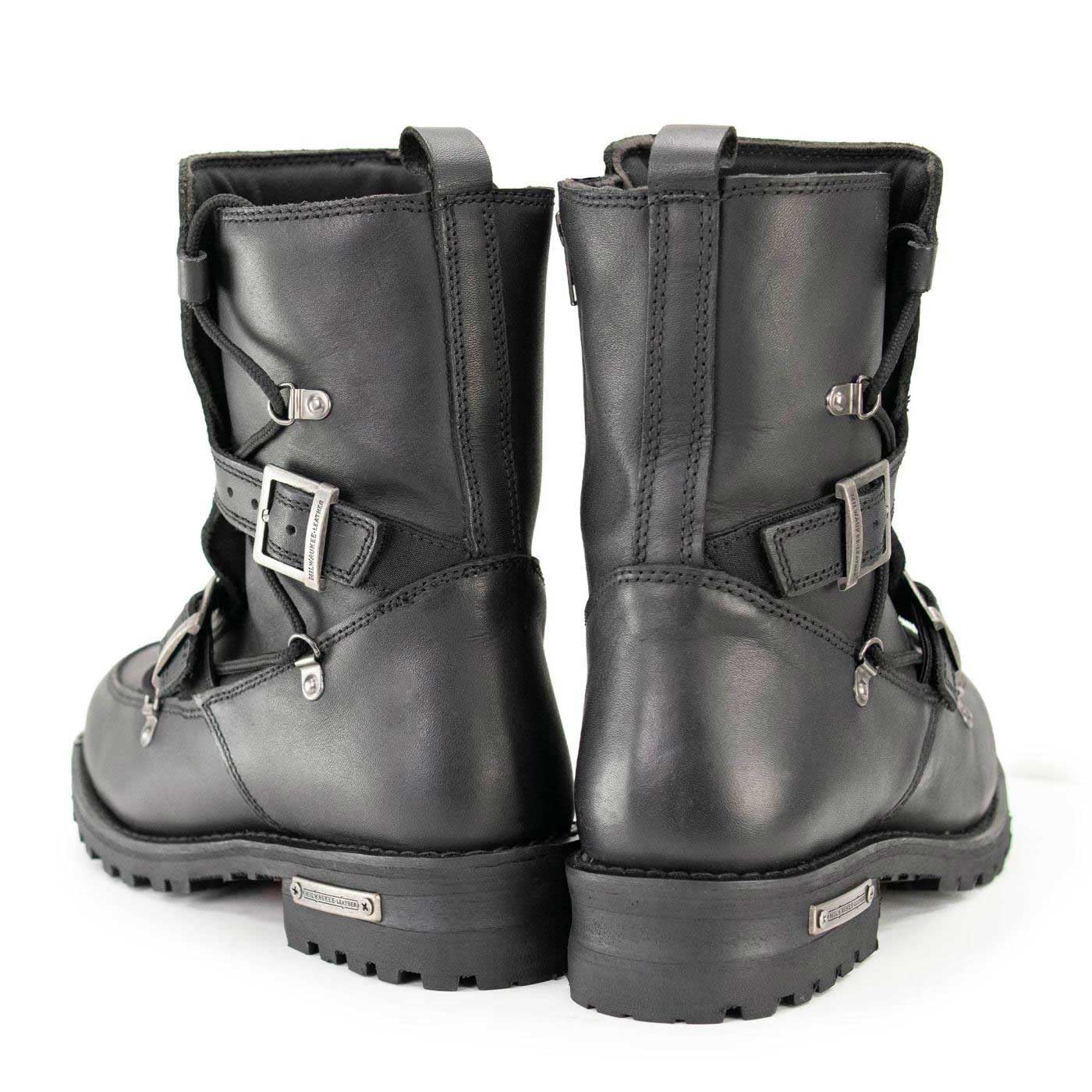 Milwaukee Leather MBM9076 Men's Black Tactical Logger Boots with Buckle Enhancement - Size 11.5 | Durable Work Boots for Construction, Hiking & Outdoor Activities