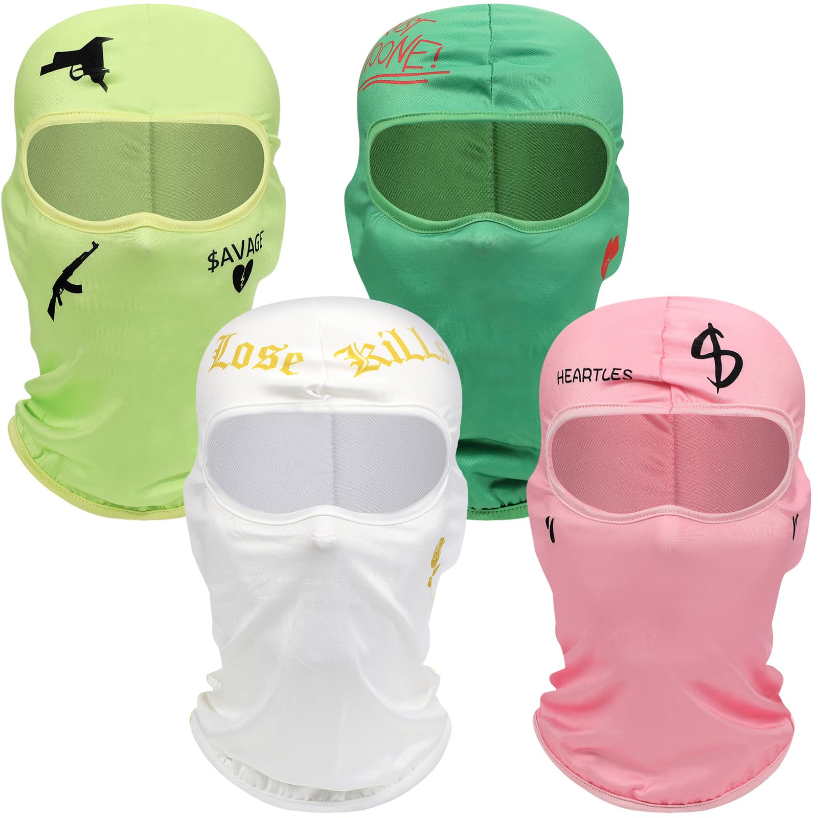 Wesiti 4-Pack Balaclava Face Mask - Breathable Ski Mask for Cycling, Sun Protection & Outdoor Sports (Green, Pink, White, Yellow) - Perfect for Winter Sports, Motorcycling & UV Protection