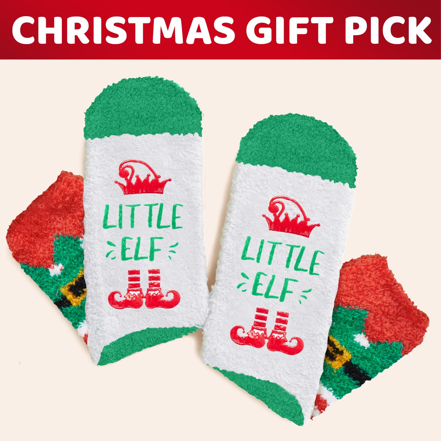 HappyPop Christmas Stocking Socks for Kids - Fun Elf & Candy Themed Holiday Socks for Boys & Girls - Perfect for Christmas Morning, Stocking Stuffers & Holiday Gift Exchanges
