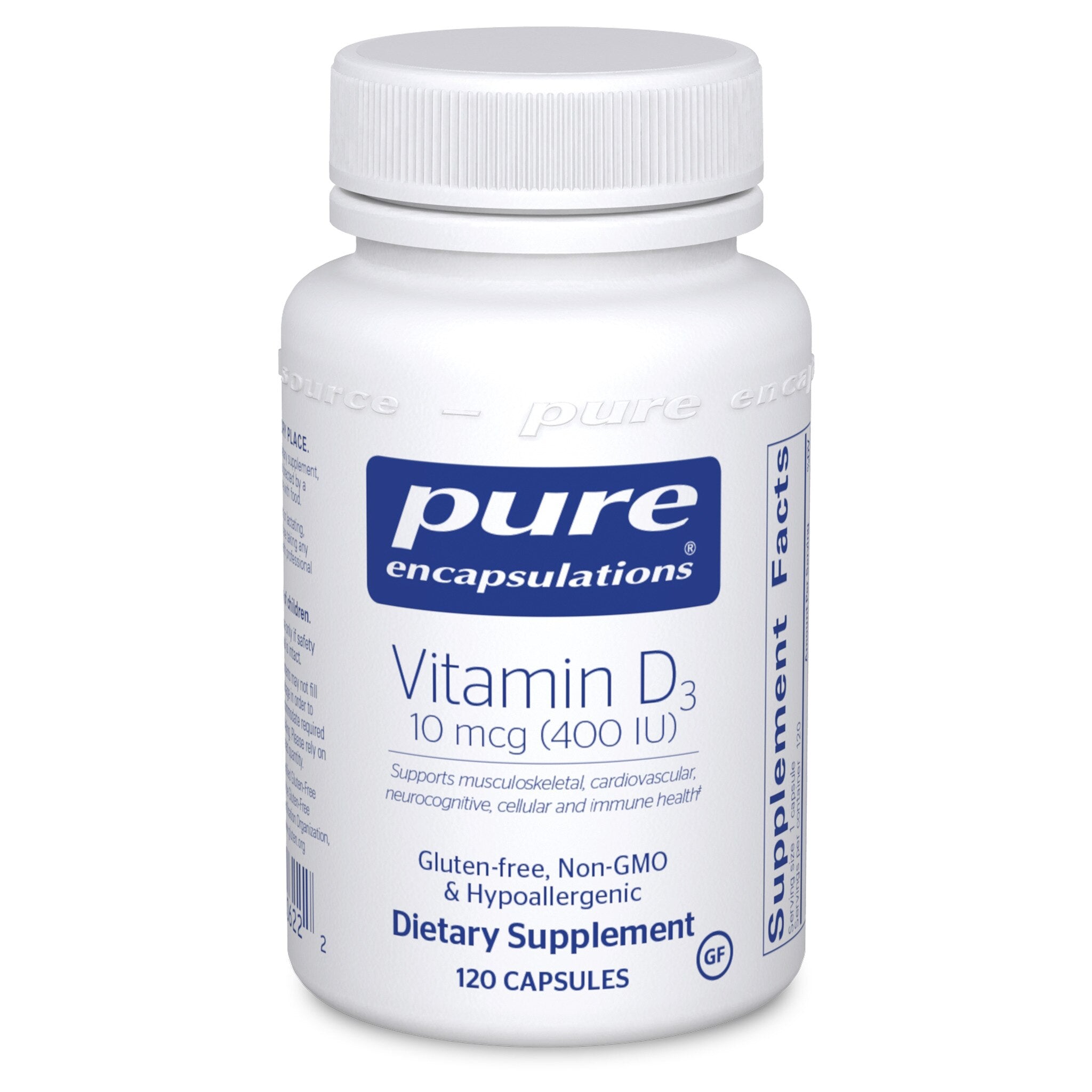 Pure Encapsulations Vitamin D3 10 mcg (400 IU) Supplement - Supports Bone Health & Immune System - for Daily Wellness & Immune Support
