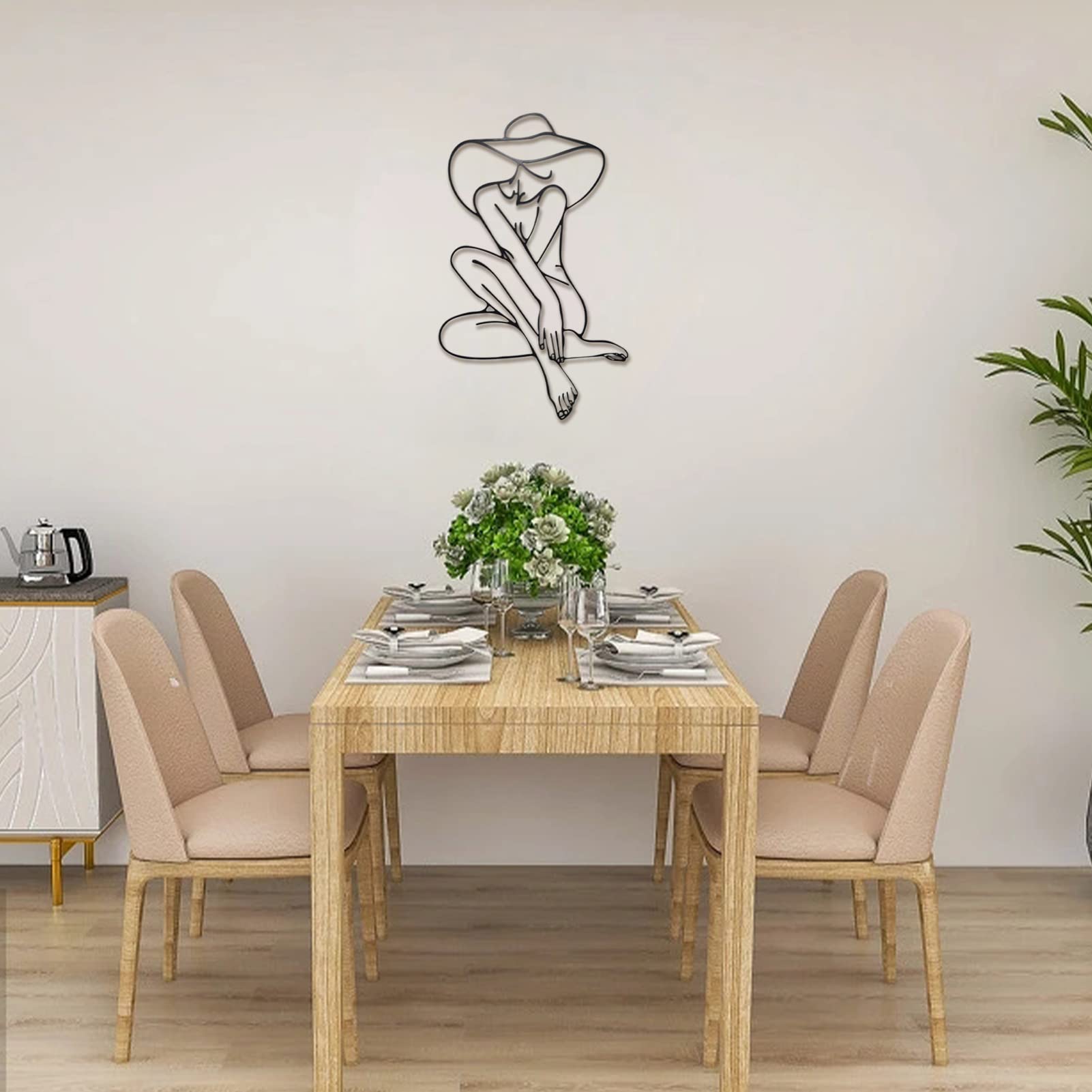 Minimalist Metal Female Wall Art - Abstract Single Line Woman Sculpture for Home Decor | Elegant Wire Wall Hanging for Living Room, Bedroom & Office