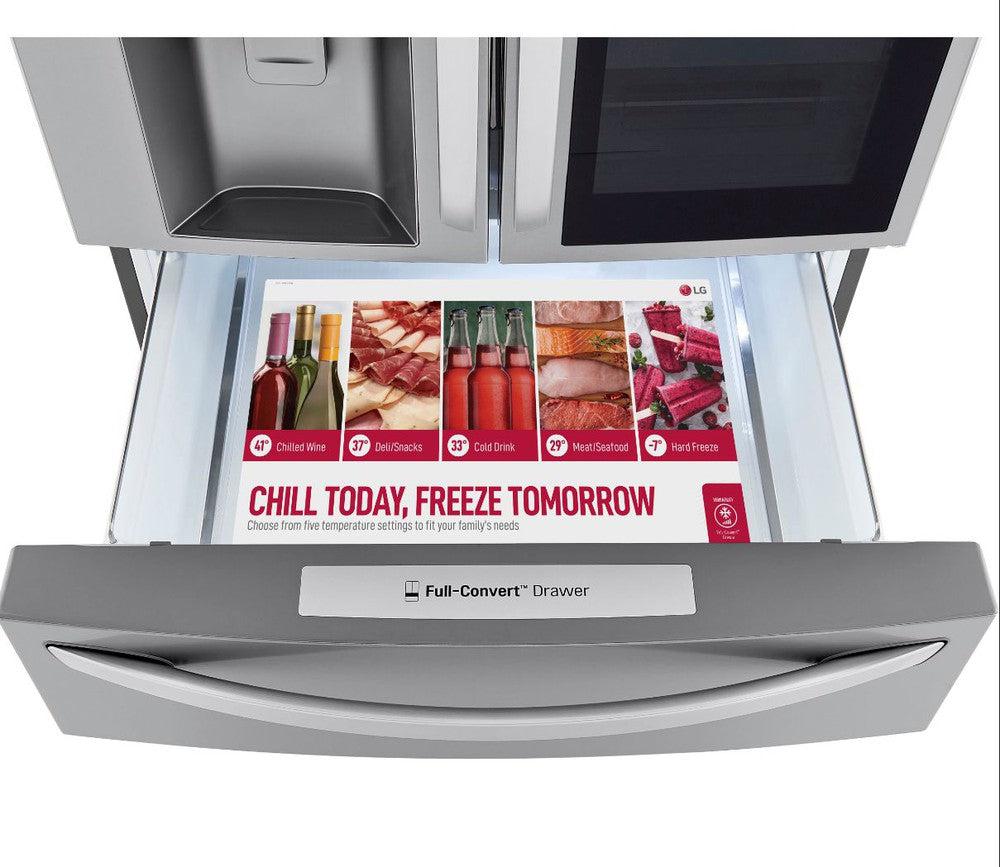 LG LRMVC2306S 36-Inch 4-Door French Door Refrigerator with InstaView Technology, 23 Cu. Ft. Capacity, Stainless Steel Finish - Perfect for Modern Kitchens & Large Family Storage