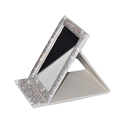 Portable Folding Vanity Mirror with Stand - Silver Travel Makeup Mirror for Cosmetics & Beauty | Perfect for Home, Travel, and Professional Makeup Application