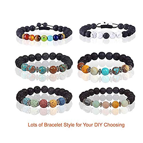 500pcs Lava Beads Stone Rock with Chakra Beads & Spacer Beads - Essential Oil Diffuser Jewelry Making Kit, DIY Beading Supplies for Necklaces, Bracelets & Aromatherapy Accessories