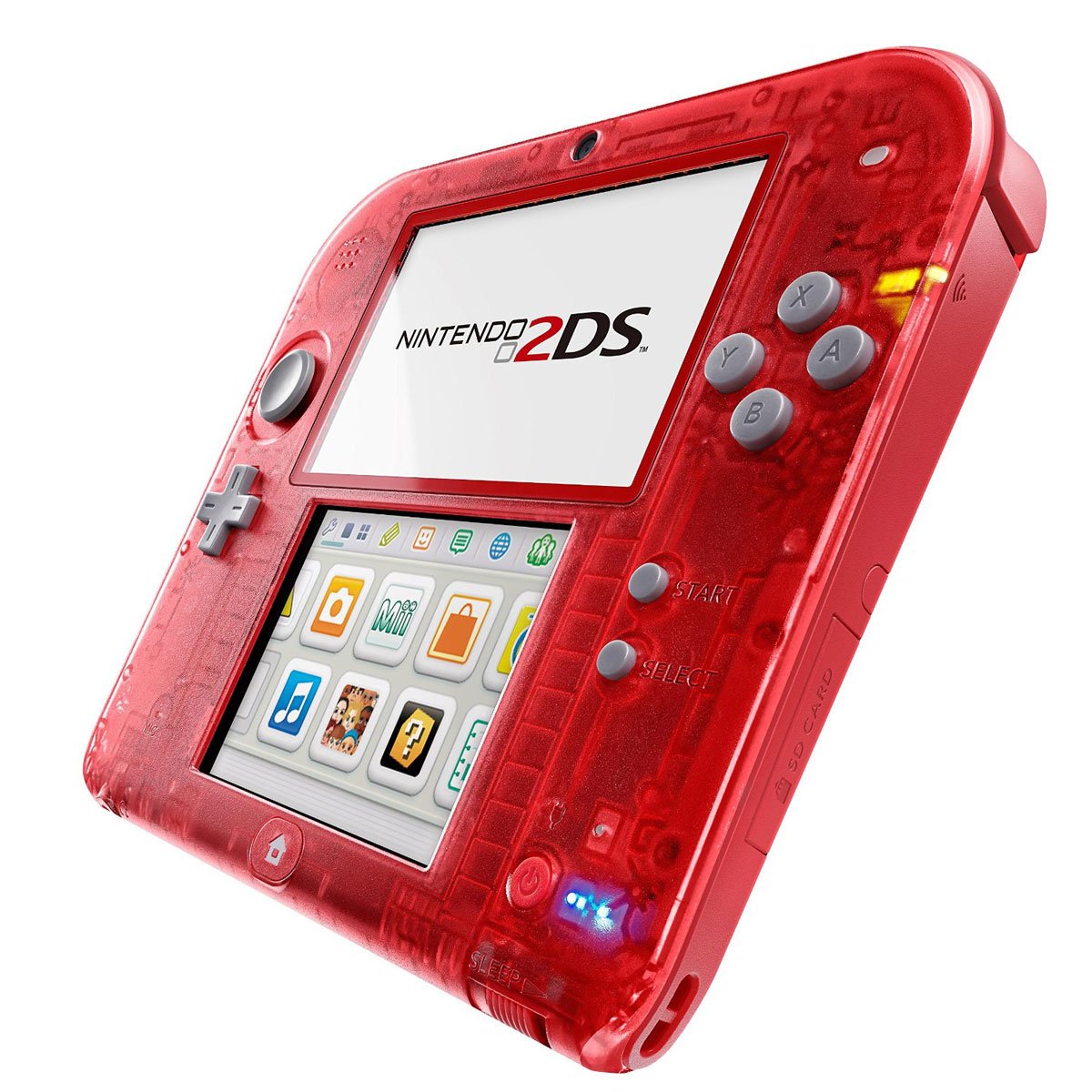 Nintendo 2DS Transparent Red Handheld Game Console - Portable Gaming Device for Kids & Adults, Perfect for Travel & Home Entertainment