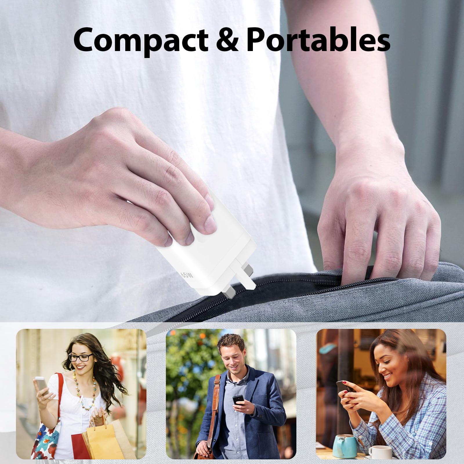 65W SuperVOOC Fast Charger for OnePlus 8/7/6 Series & Nord - 6A USB-C Cable Included - Compatible with OnePlus, OPPO, realme Phones - Perfect for Travel, Home & Office Charging