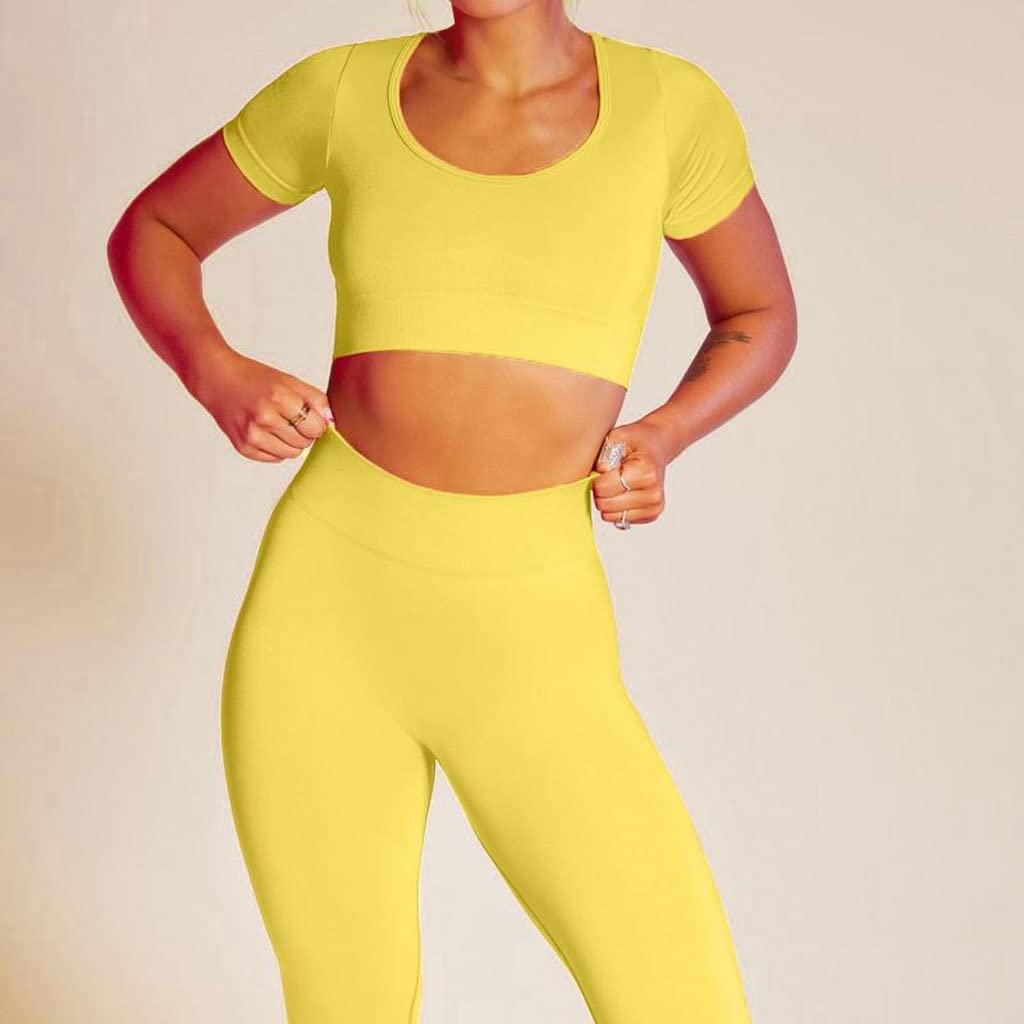 MMLLZEL Seamless Yoga Set for Women - Breathable Workout Outfit, Gym Clothes, Sports Tracksuit 2 Piece Set (Large, Color B) | Perfect for Yoga, Pilates, Running & Gym Training