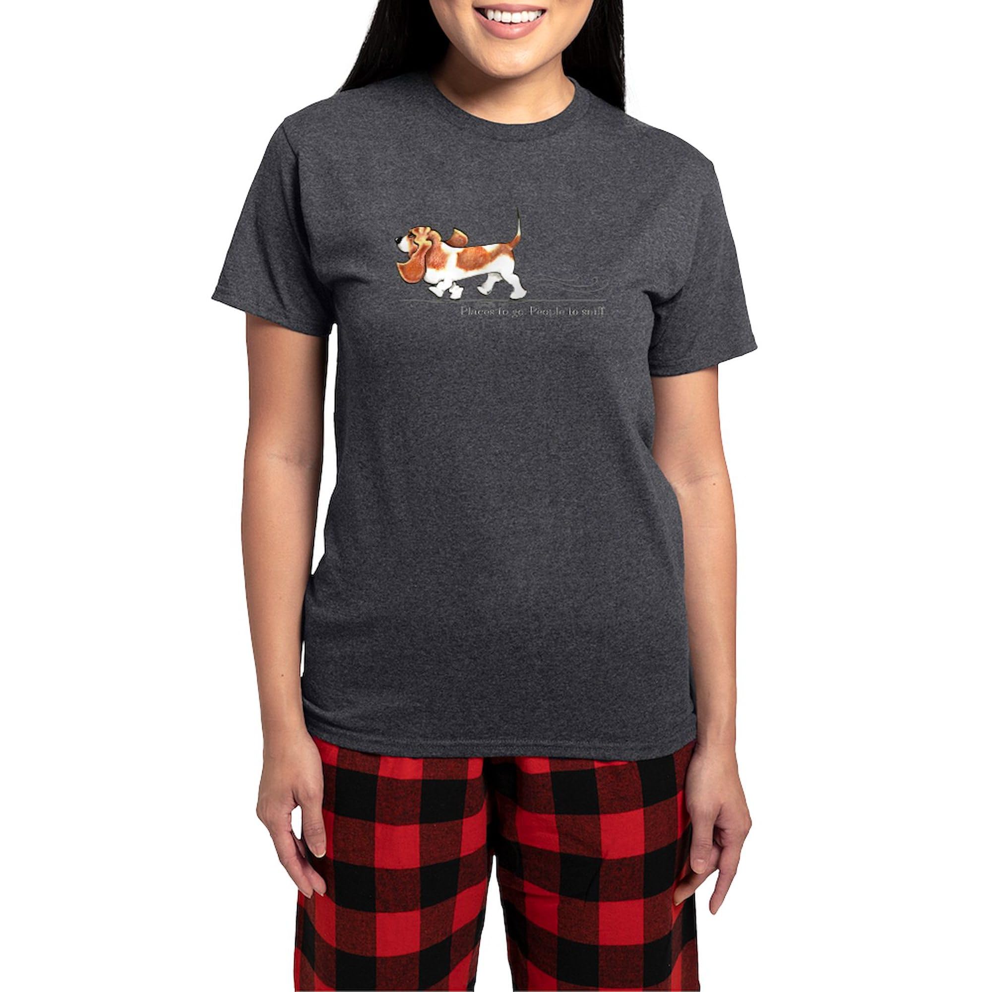 Basset Hound Print Women's Charcoal Pajama Set - Cozy Fleece Lounge Pajamas for Dog Lovers | Perfect for Sleepovers, Relaxing at Home & Gift Giving