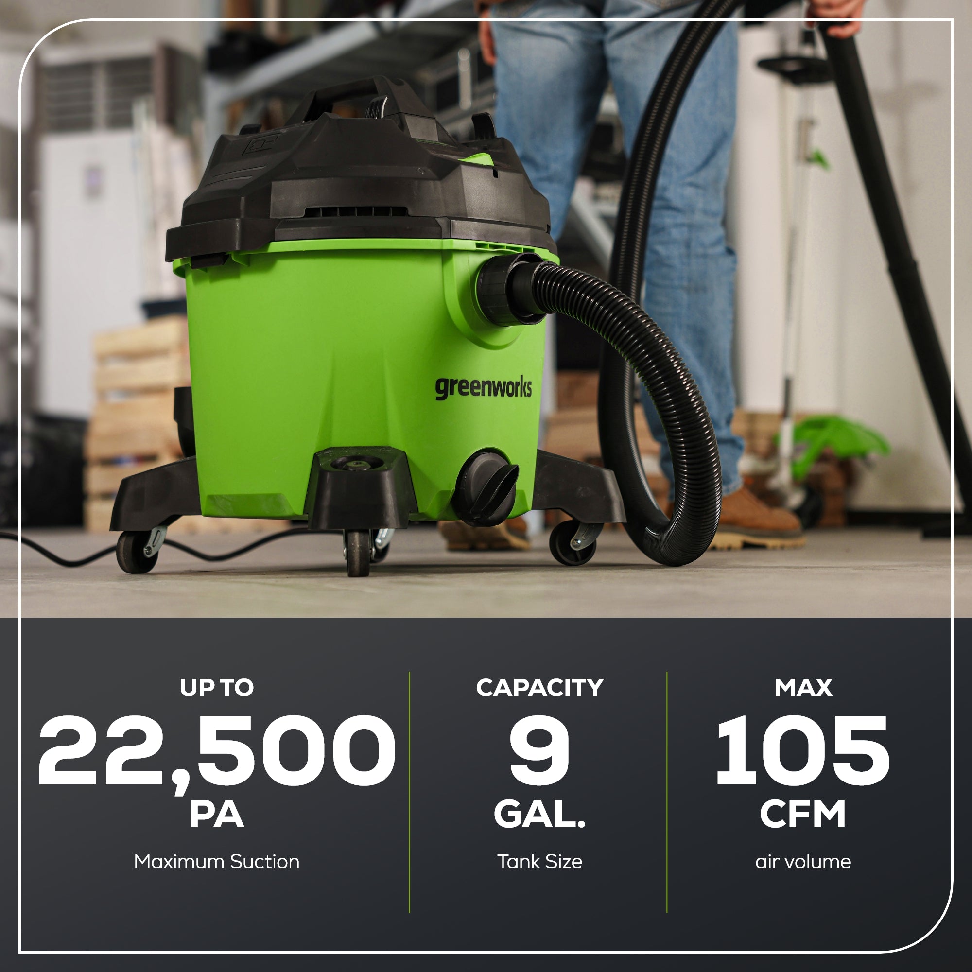 9 Gallon Wet/Dry Vacuum Cleaner with Cord - Powerful Suction for Home, Garage, Workshop & Car Cleaning