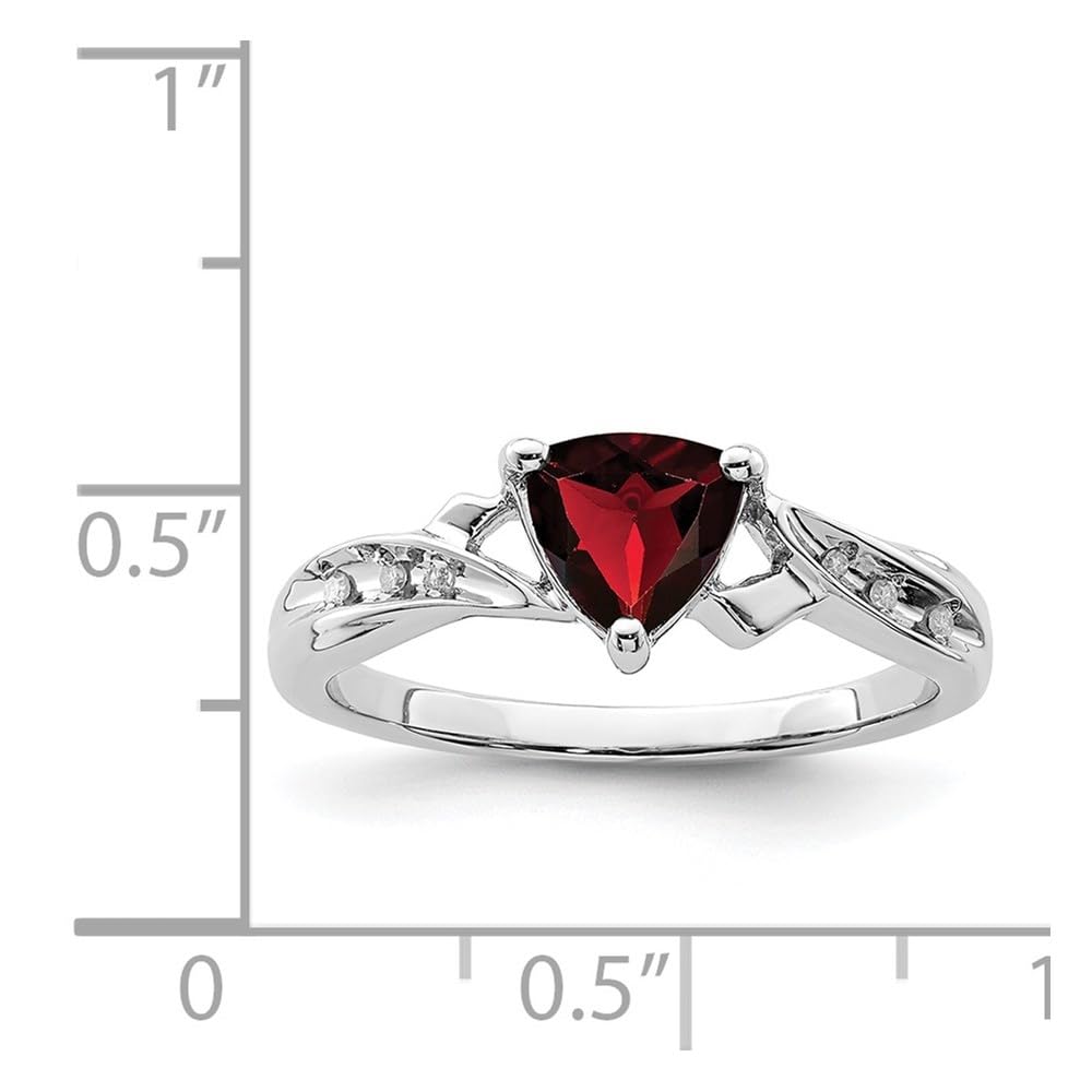 Diamond2Deal 925 Sterling Silver Diamond & Garnet Heart Engagement Ring - 0.63ct Genuine Gemstone, Romantic Proposal Jewelry for Women - Perfect for Valentine's Day, Anniversary & Wedding Gift