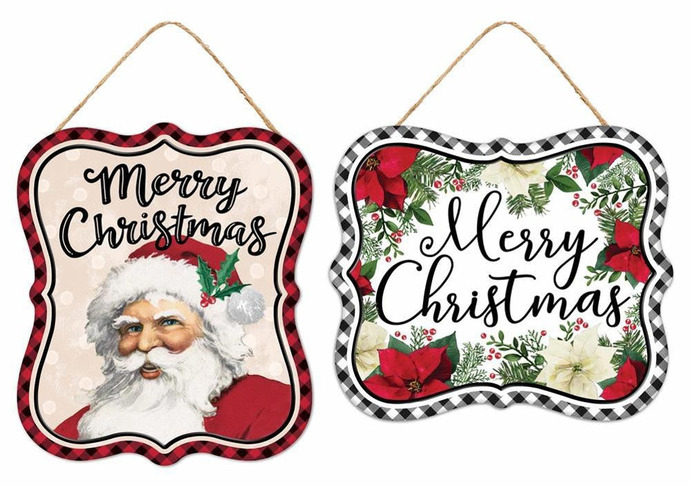 Vintage Christmas Tin Sign - 6 Pack Embossed Metal Wall Decor for Holiday Home, Bar, Cafe & Office - Rustic Holiday Hanging Decoration