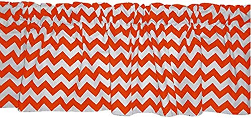Chevron Baby Doll Bedding Window Valance - Orange Nursery Decor for Girls' Room, Toddler Playroom & Dollhouse Accessories