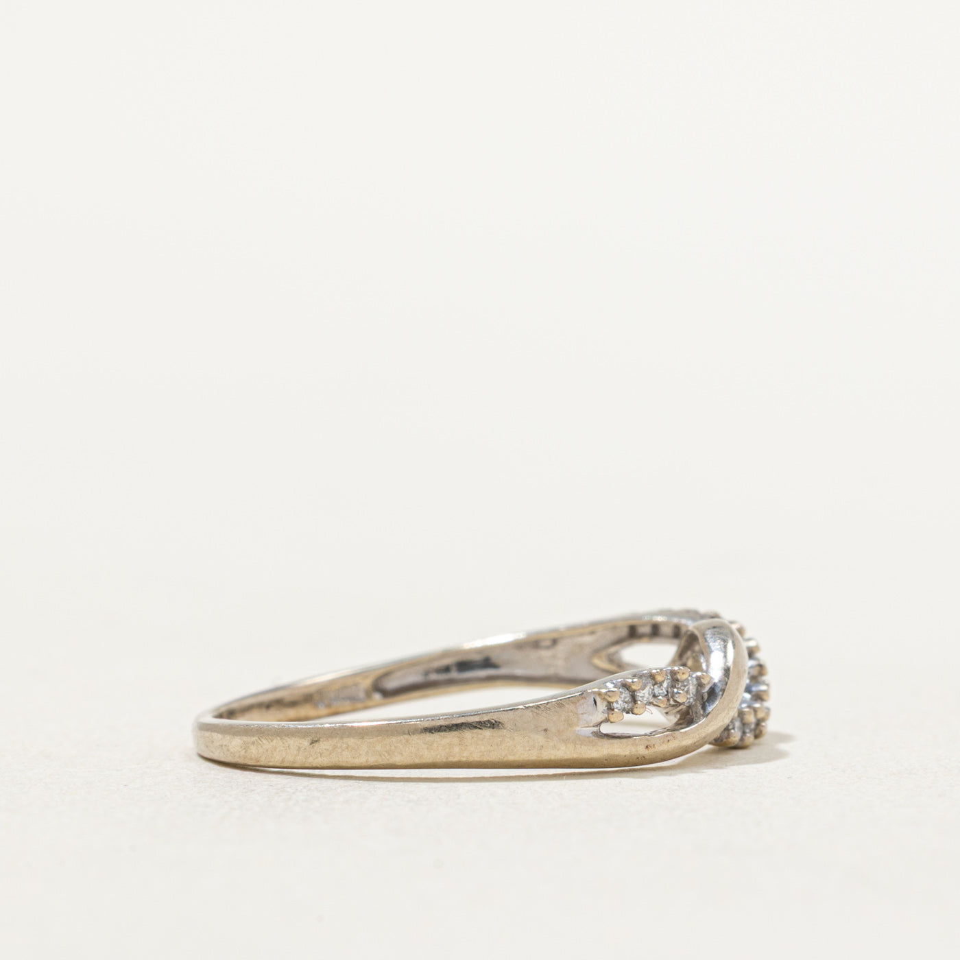 Diamond Double Cross Over Ring - 0.07ctw White Gold Plated Size 8 - Elegant Stackable Ring for Women, Perfect for Everyday Wear, Anniversary Gifts & Special Occasions