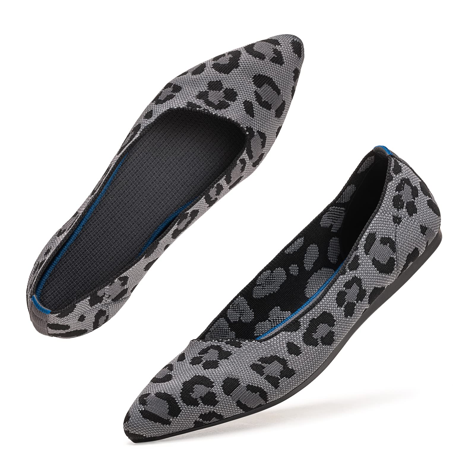 Women's Pointed Toe Ballet Flats - Knit Slip-On Dress Shoes with Low Wedge | Comfortable & Soft Classic Flats for Women | Perfect for Office, Wedding & Casual Wear