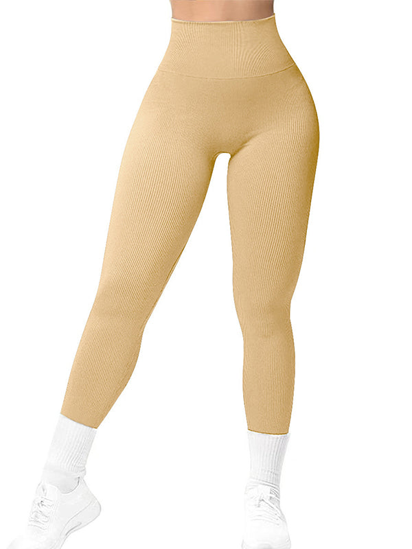 ZASUWA Women's Seamless Ribbed High Waist Yoga Leggings - Quick Dry Workout Pants for Running, Gym & Lounge