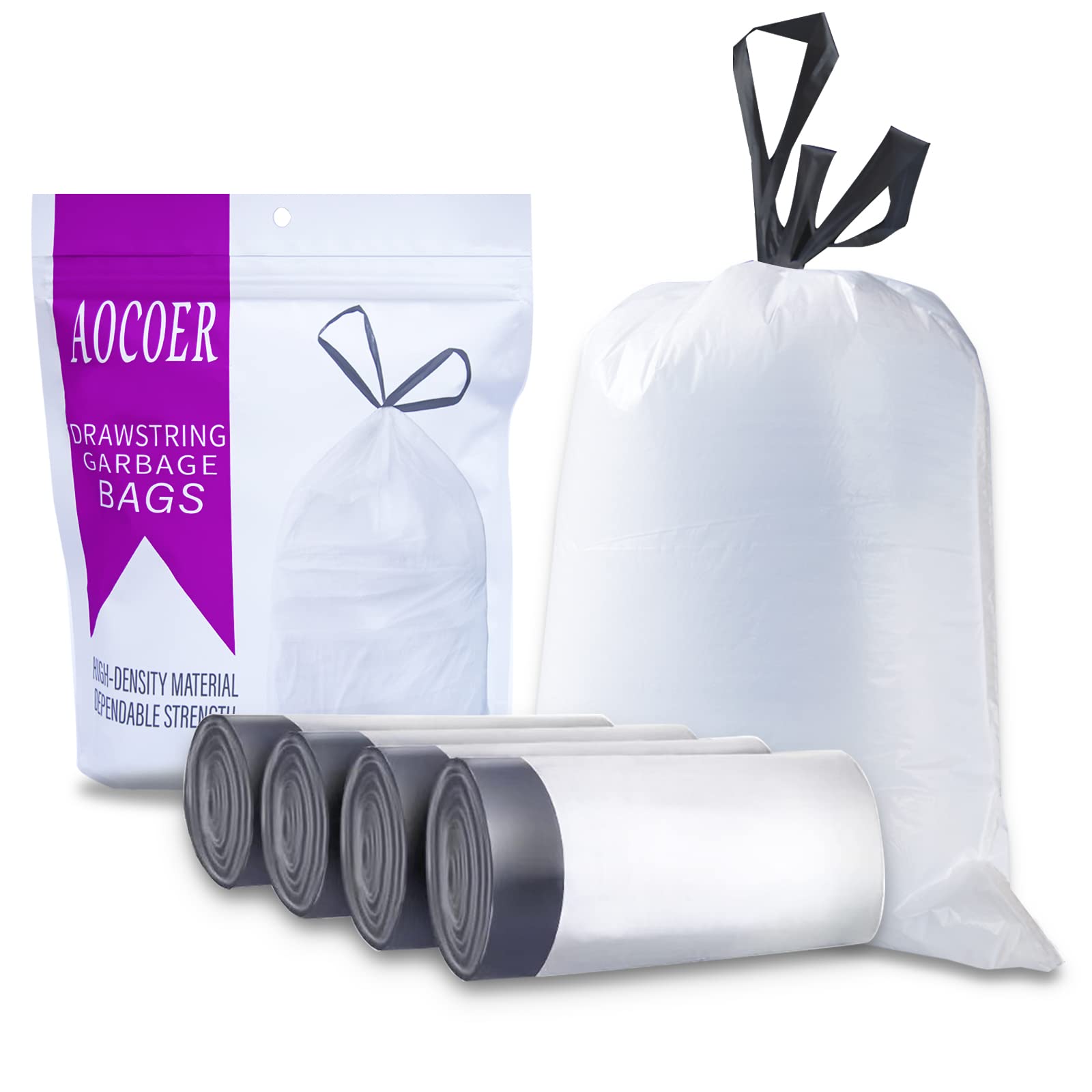 8 Gallon Drawstring Trash Bags - 45 Count Small Garbage Bags for Kitchen, Bathroom, Office & Car Waste Disposal