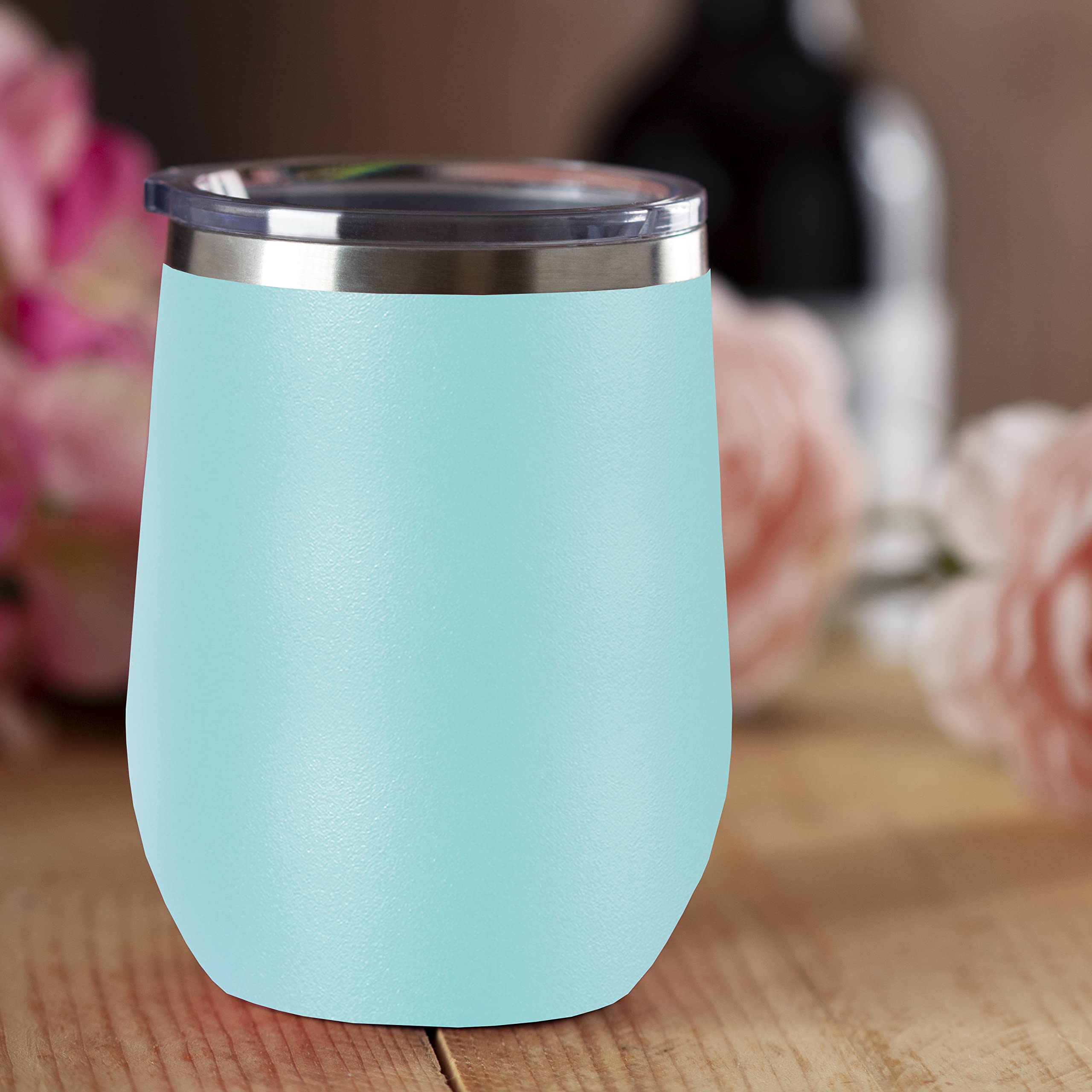 LaserGram Double Wall Insulated Stainless Steel Wine Tumbler - Personalized Zodiac Libra Engraved Glass Cup with Lid, 20oz (Light Blue) | Perfect for Gifts, Wine Lovers & Home Bar Use