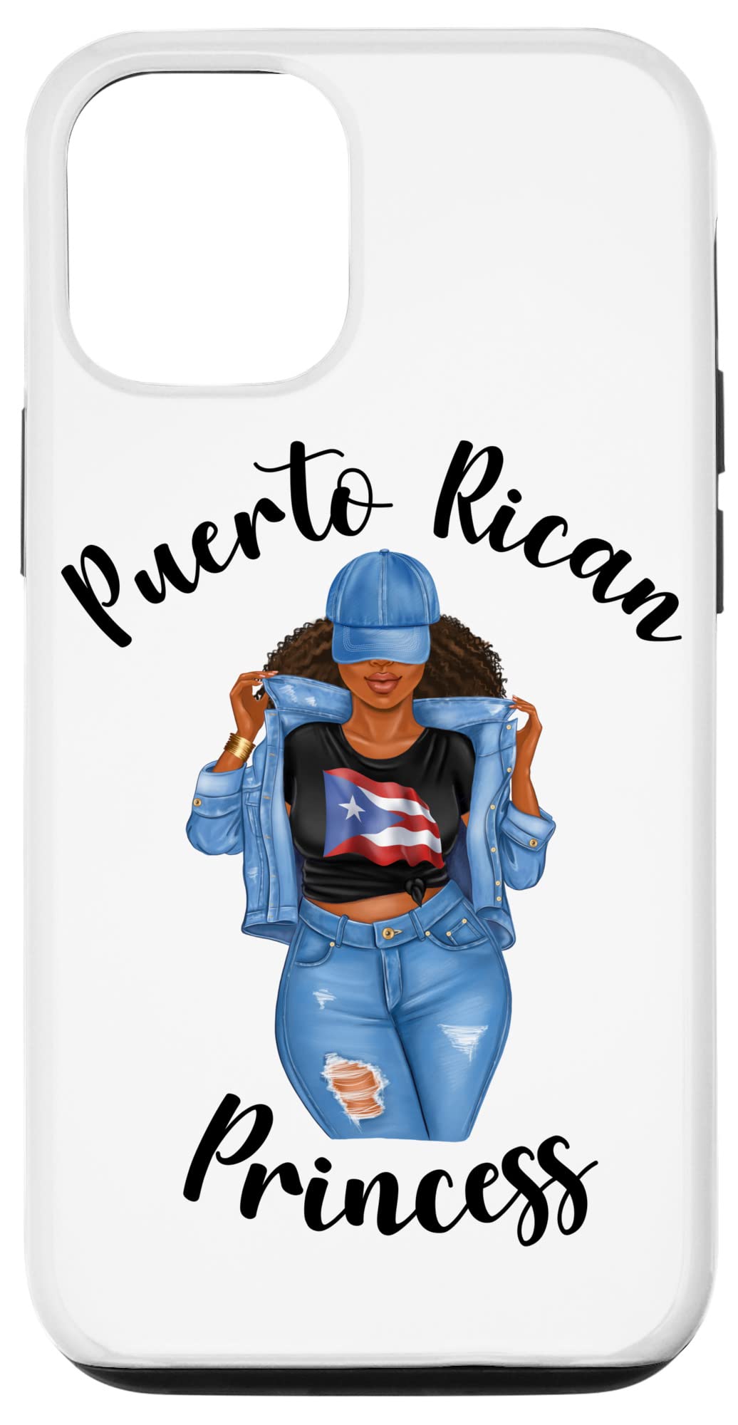 iPhone 12/12 Pro Case - Puerto Rico Black Afro Princess Design - Patriotic Proud Wife & Teen Phone Cover - Perfect for School, Work & Everyday Use