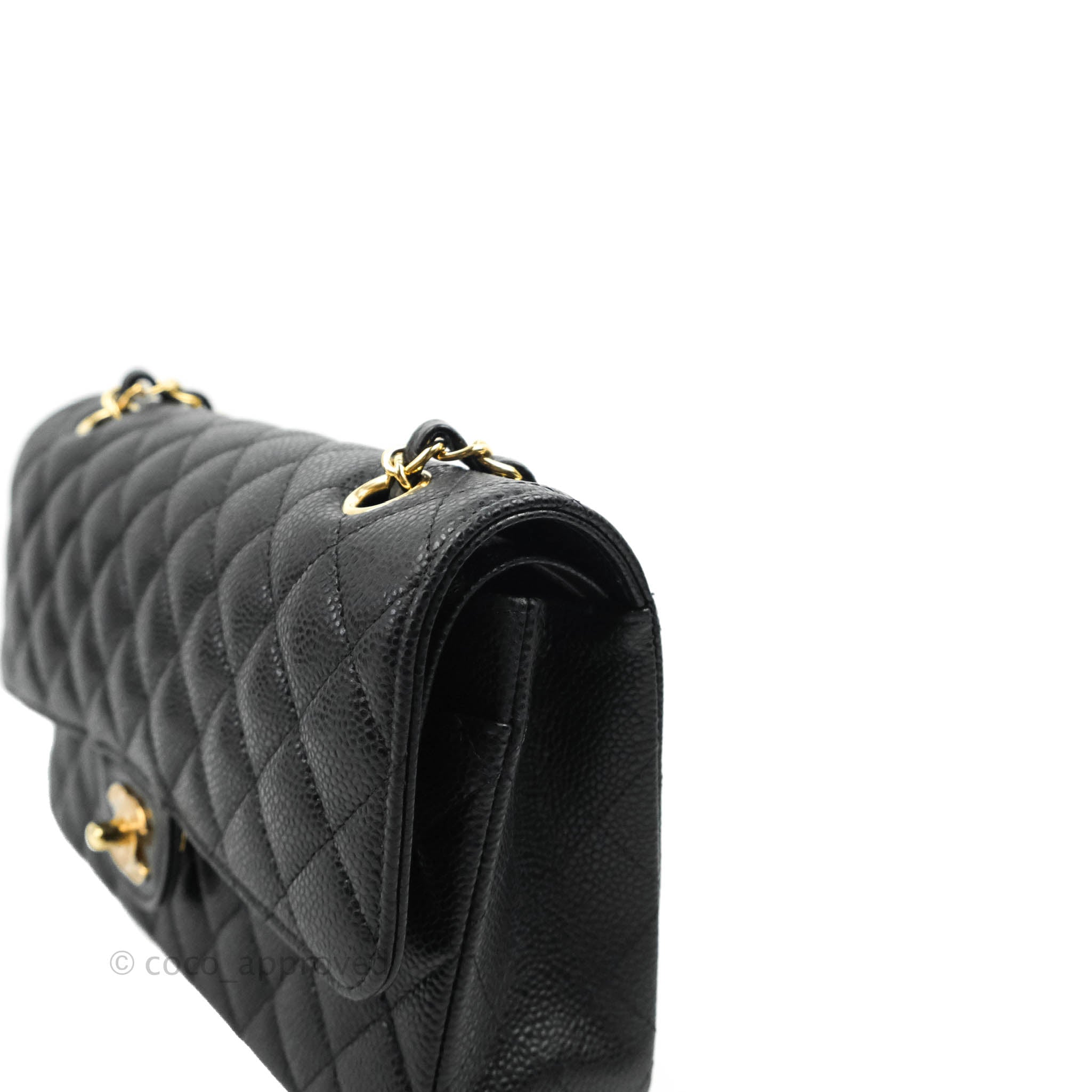 Chanel Classic Medium Double Flap Bag in Black Caviar Leather with Gold Hardware - Luxury Designer Handbag for Women, Perfect for Work, Evening Events & Everyday Use