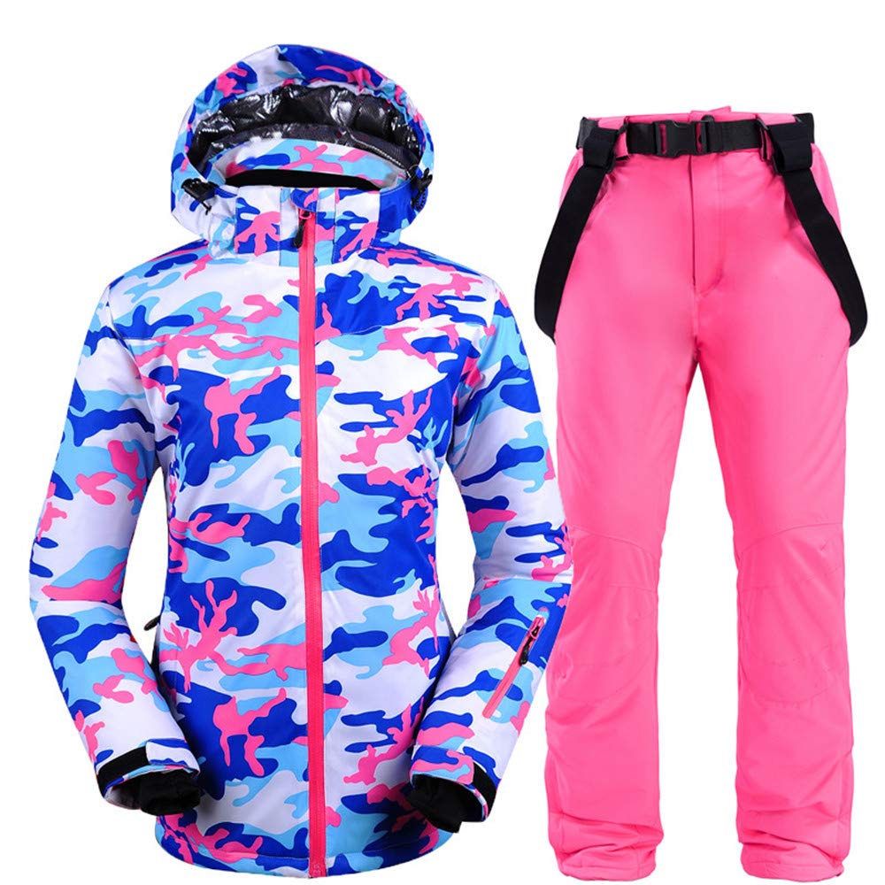 Women's Waterproof Windproof Thermal Ski Suit Set - Jacket & Suspenders Pants for Snowboarding, Skiing & Outdoor Winter Hiking - Breathable Insulated Snow Gear for Cold Weather Adventures